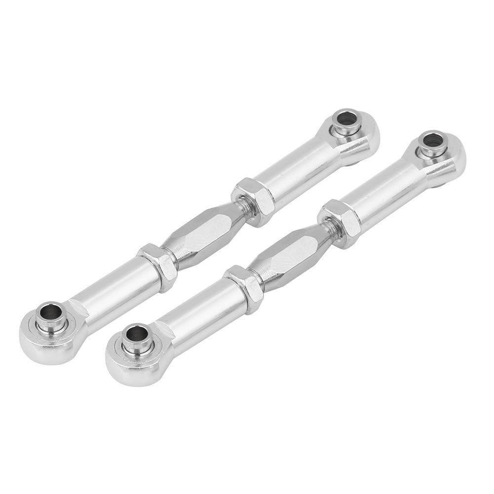 2Pcs CNC Machined Aluminum RC Car Steering Linkage Rod - Servo Rod Replacement Parts for HSP 94111/94188 RC Models (Silver) | Upgrade Your RC Car's Steering System for Better Control on Off-Road Tracks and Racing Circuits