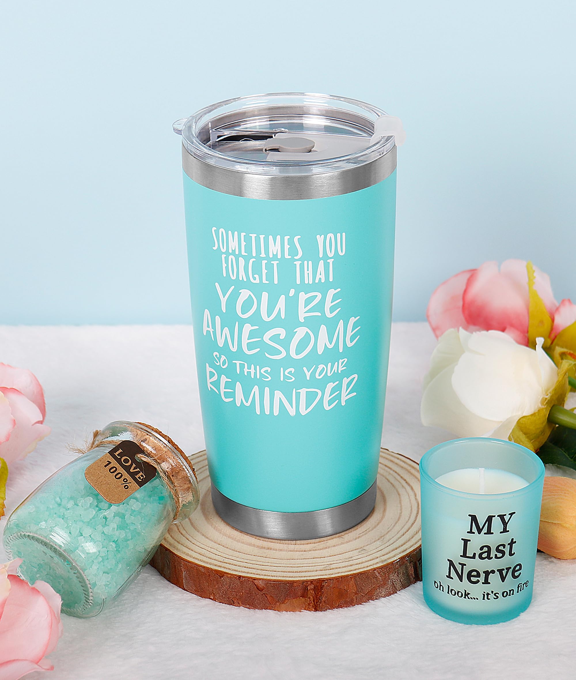 Relaxing Spa Gift Basket Set for Women - Birthday, Christmas, Mother's Day Gifts for Her, Wife, Sister & Best Friend - Includes Tumbler & Candle - Perfect for Self-Care, Appreciation & Special Occasions