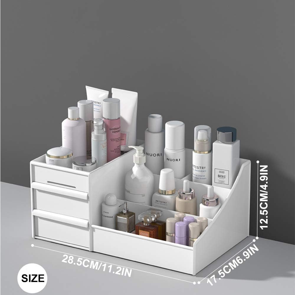 Pink Makeup Organizer Storage Box - Small Cosmetic Dresser for Skincare, Creams, Lipstick & Beauty Products | Portable Vanity Organizer for Bedroom, Bathroom Countertop & Travel | Perfect for Women & Girls