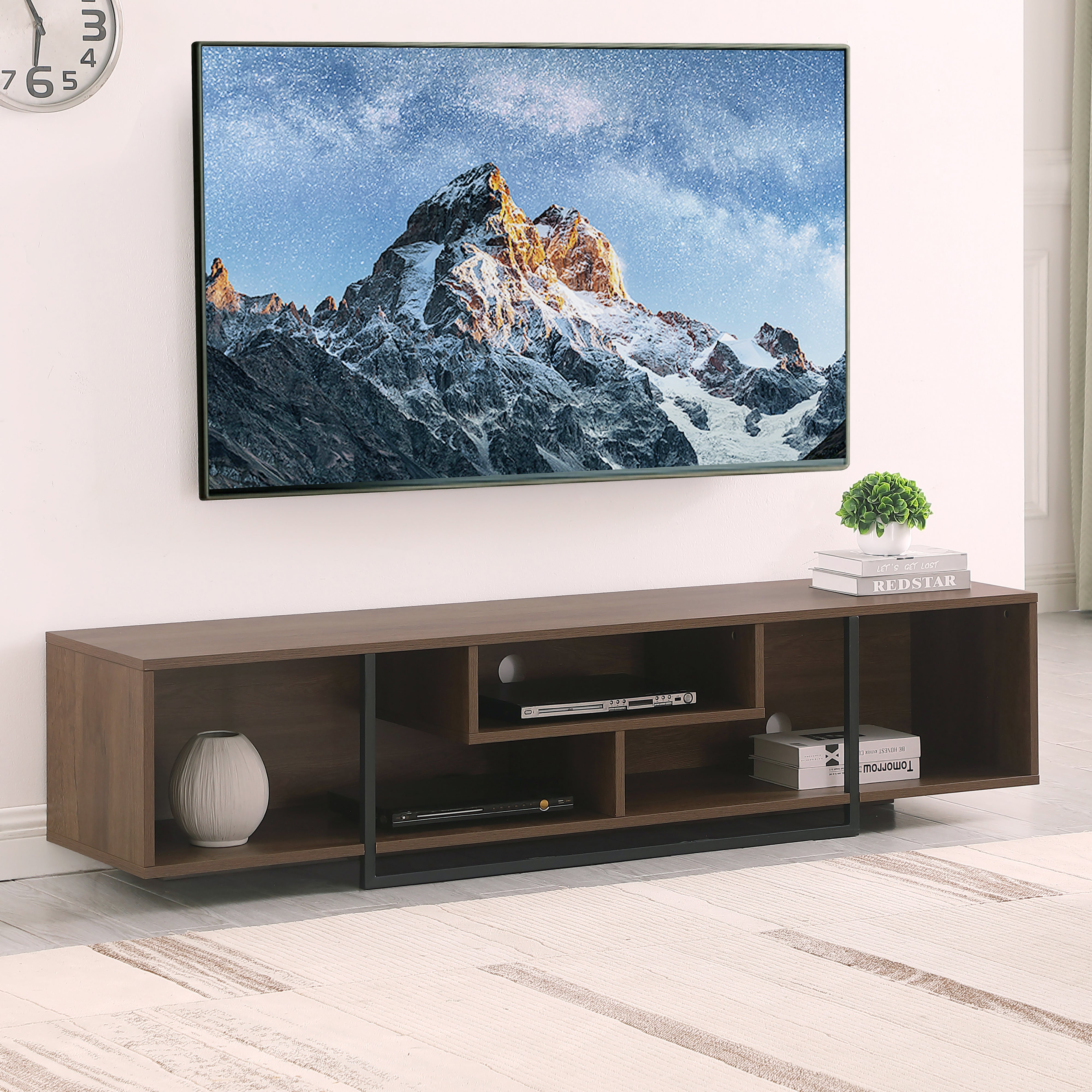 Tauris™ Vader 1800 Dark Oak Open Style Entertainment Unit TV Cabinet - Modern Media Console for Living Room Home Theater Setup