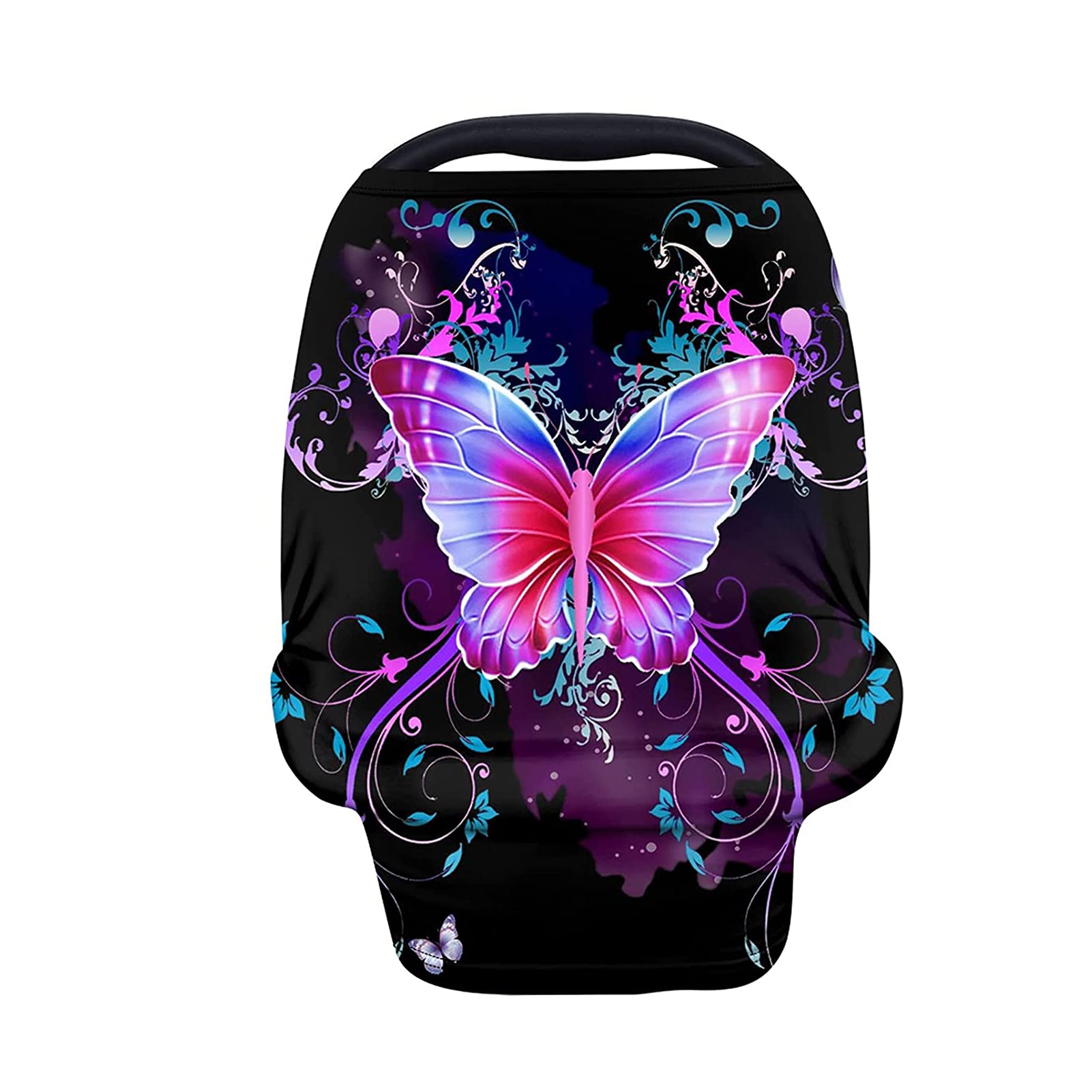 JEOCODY Baby Car Seat Cover with Colorful Butterflies - Elastic Shopping Cart Cover for Infants & Toddlers - Perfect for Grocery Shopping, Travel & Dining Out