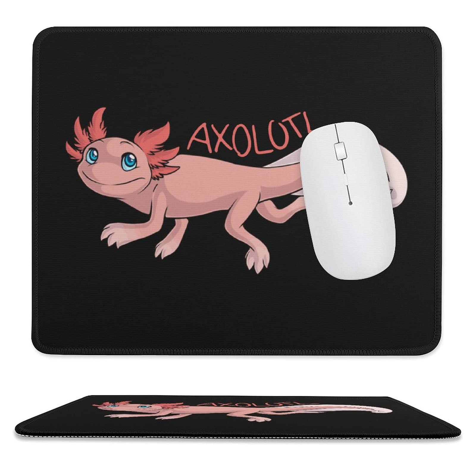 Custom Axolotl Mouse Pad - Non-Slip Rubber Base & Stitched Edge Gaming Desk Mat for PC, Laptop, Office & Home Use (9.8