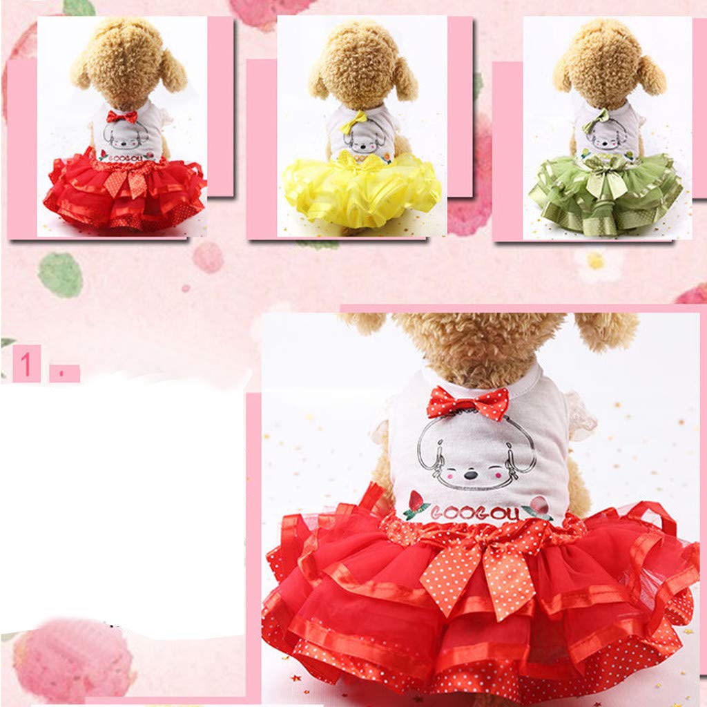 Shiusina Cute Pet Dog Cat Dress - Fruit Princess Summer Outfit, Breathable & Comfortable Pet Clothes for Small Dogs & Cats (Green, XS) - Perfect for Summer Parties, Photo Shoots & Daily Wear
