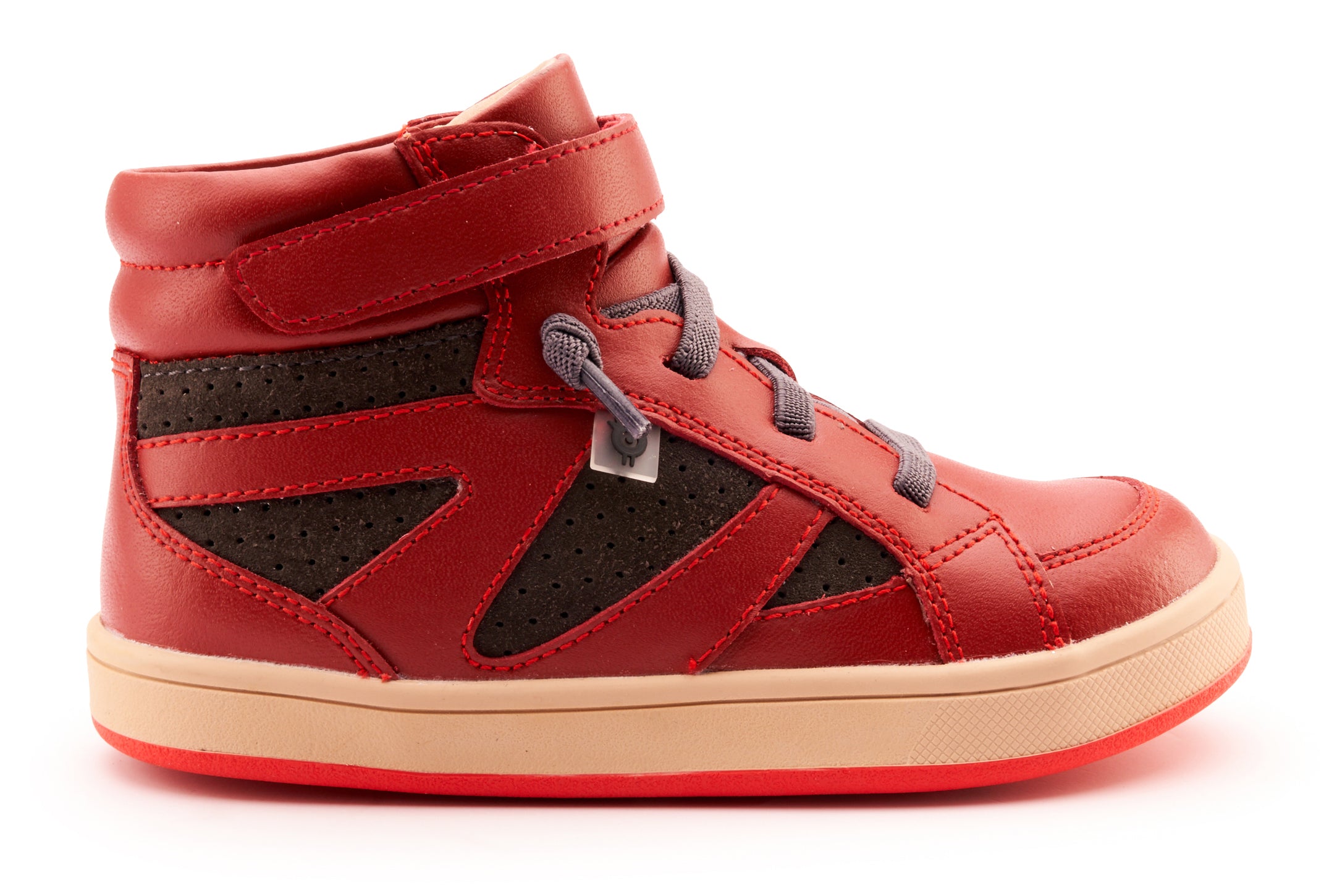 Old Soles Boys & Girls 1004 Sole Base Casual Sneakers - Red/Dark Grey Suede with Natural Red Sole | Comfortable Kids Shoes for School, Play & Everyday Wear