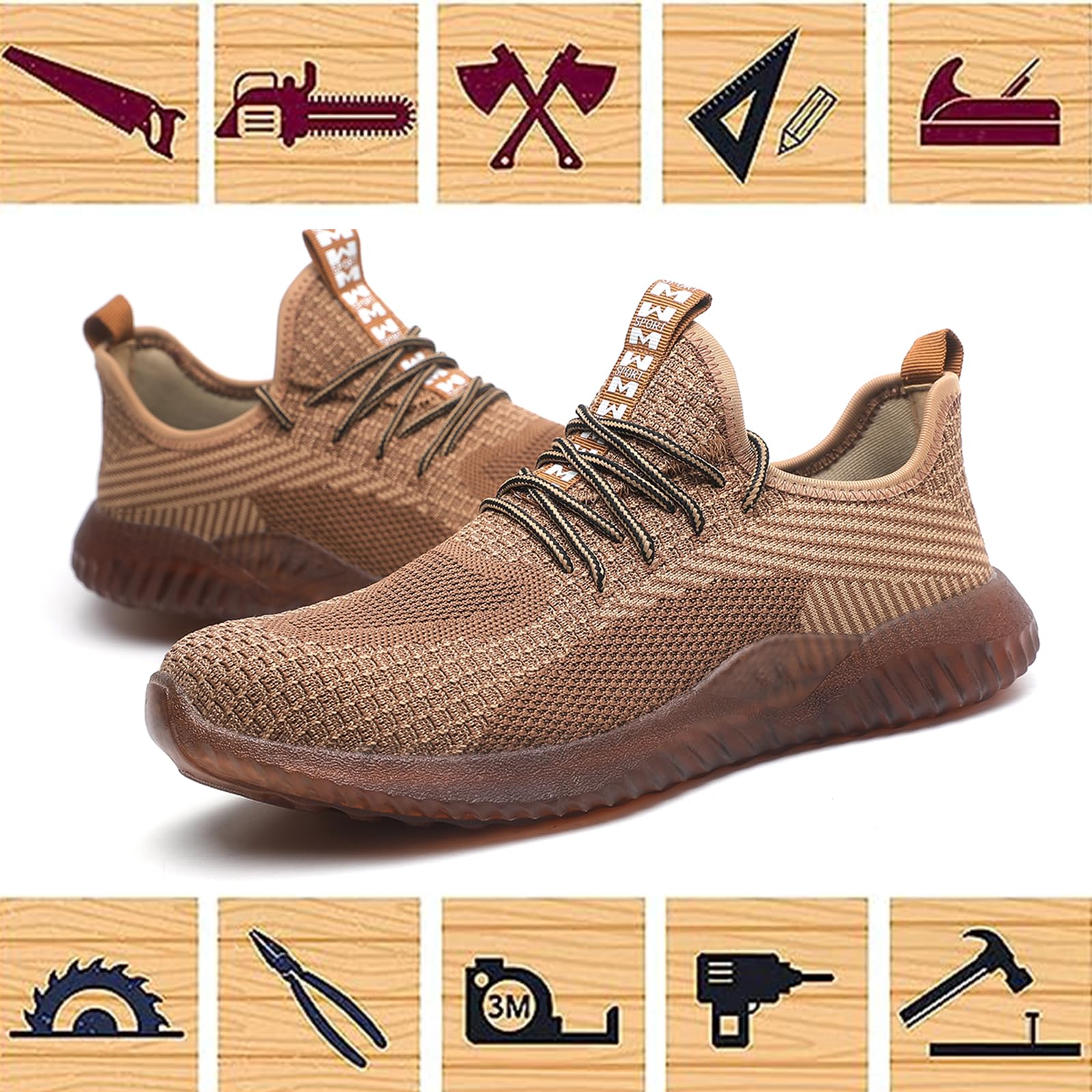 Drecage Steel Toe Work Boots for Men & Women - Breathable Safety Shoes with Puncture Proof Protection - OSHA Compliant Industrial Construction Footwear for Warehouse, Factory & Outdoor Work