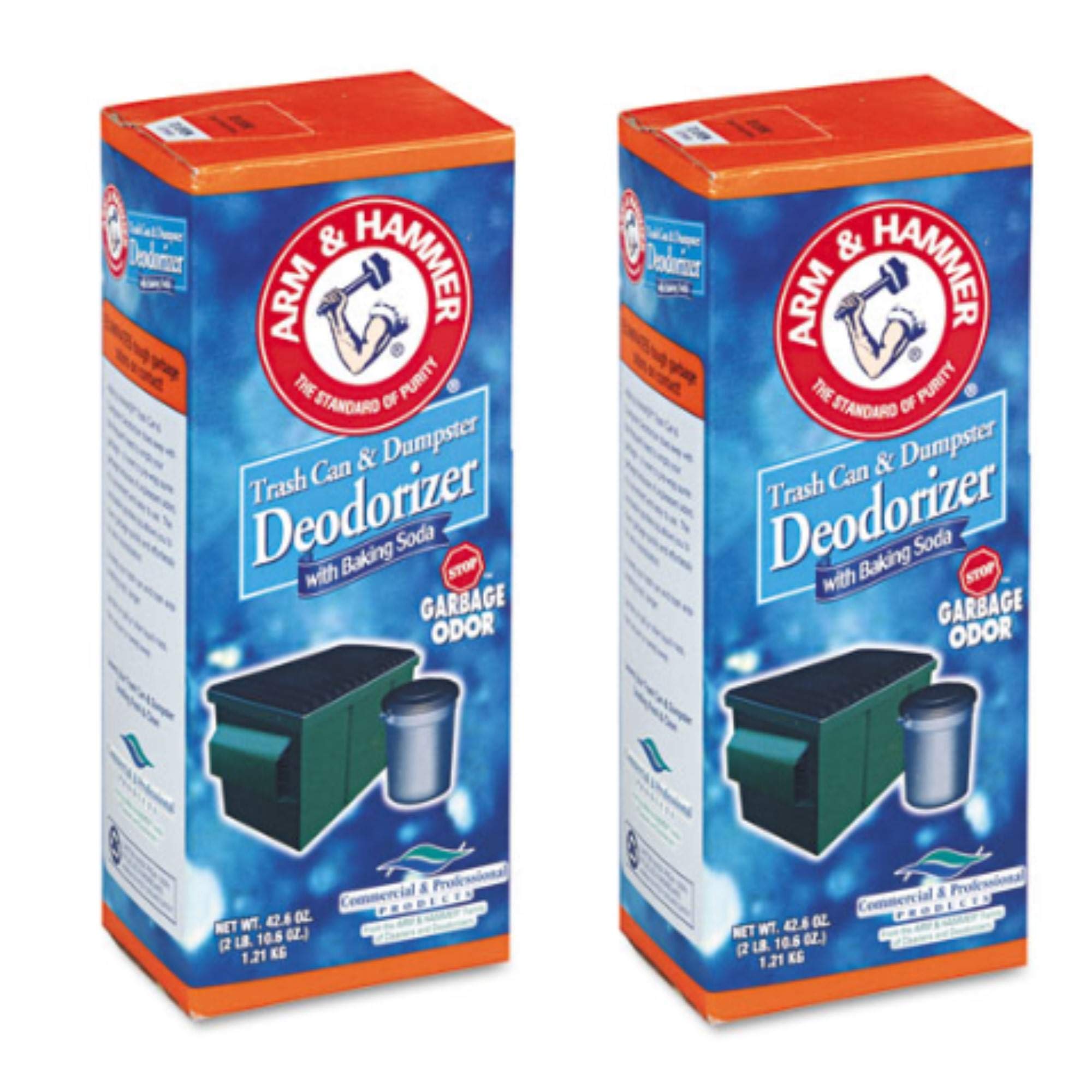 Arm & Hammer 51446 42.6 oz Trash and Dumpster Deodorizer Can (2 Pack) - Eliminate Odors for Home, Office, and Outdoor Use