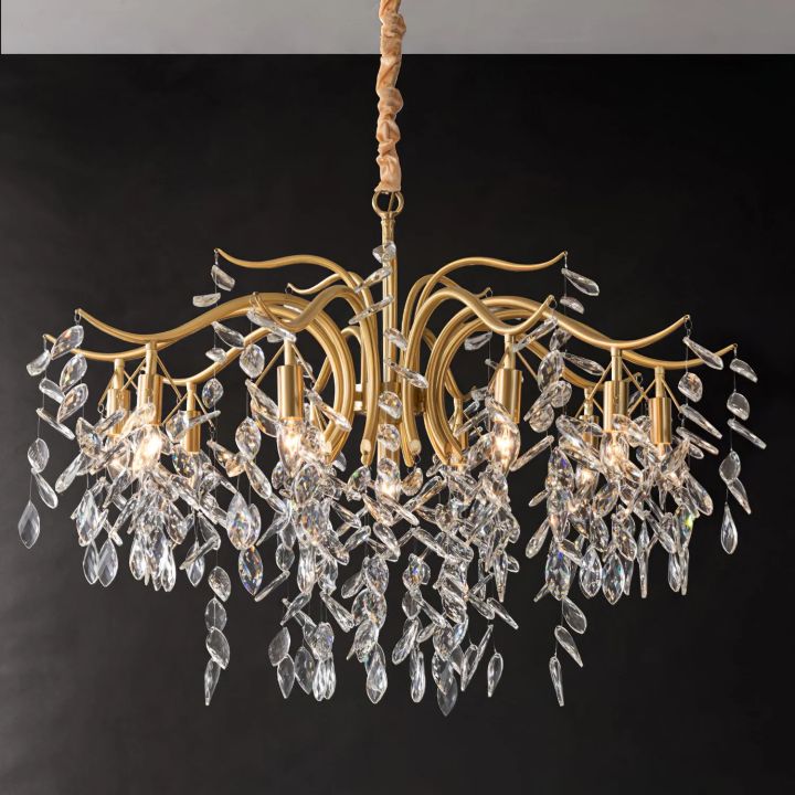 Dorale Modern Chandelier - Elegant Crystal Ceiling Light Fixture for Dining Room, Living Room & Bedroom | Energy Efficient LED Lighting | Perfect for Home Decor & Interior Design