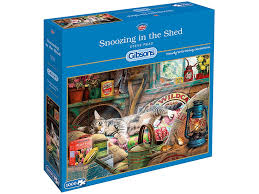 Gibsons 1000-Piece Jigsaw Puzzle - Snoozing in The Shed | Challenging Adult Puzzle with Cozy Cottage Scene | Perfect for Relaxation & Family Game Nights