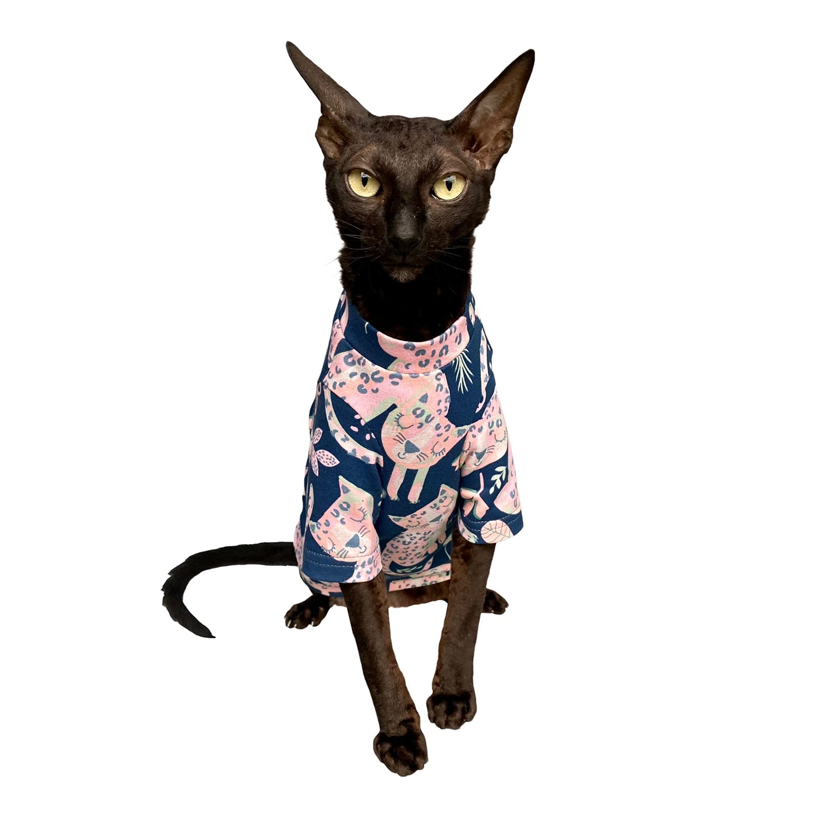 Soft Cotton Stretch T-Shirt for Sphynx Cats - XL Size | Comfortable Hairless Cat Clothing for All Seasons | Perfect for Indoor Warmth & Stylish Pet Fashion
