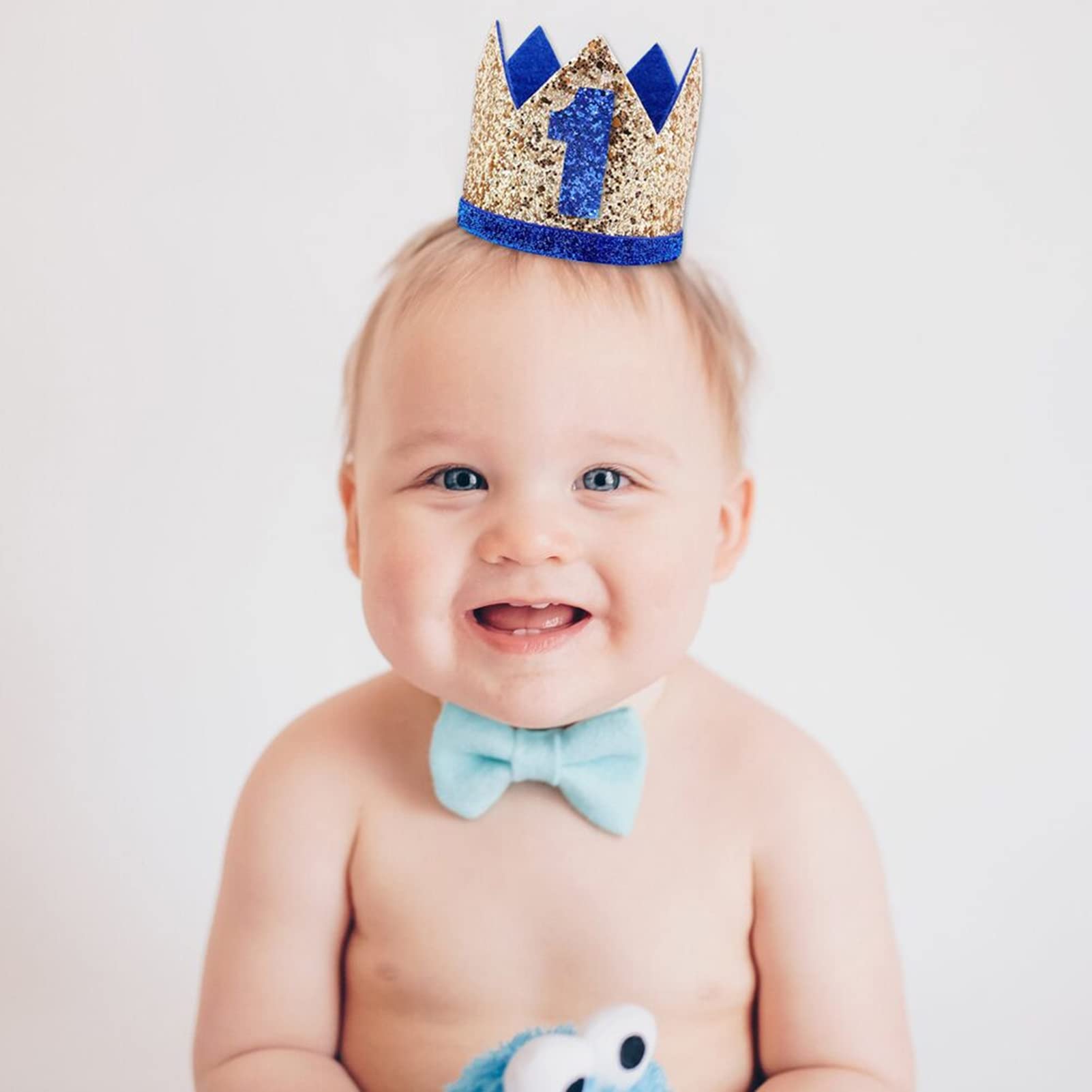 1st Birthday Hat for Baby Boy - Gold Crown Headband with 