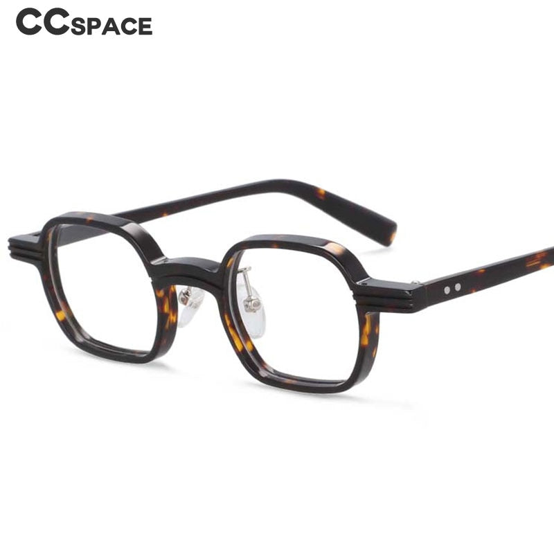 CCspace Unisex Acetate Square & Round Punk Frame Eyeglasses 54159 - Stylish Retro Glasses for Men & Women, Perfect for Daily Wear, Cosplay, and Fashion Statements