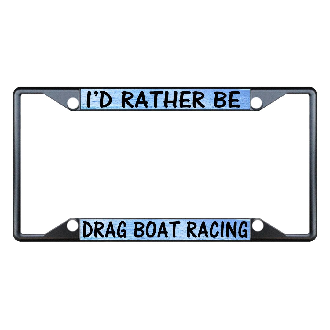 Drag Boat Racing Metal License Plate Frame - Weatherproof Car Accessory for Outdoor Enthusiasts