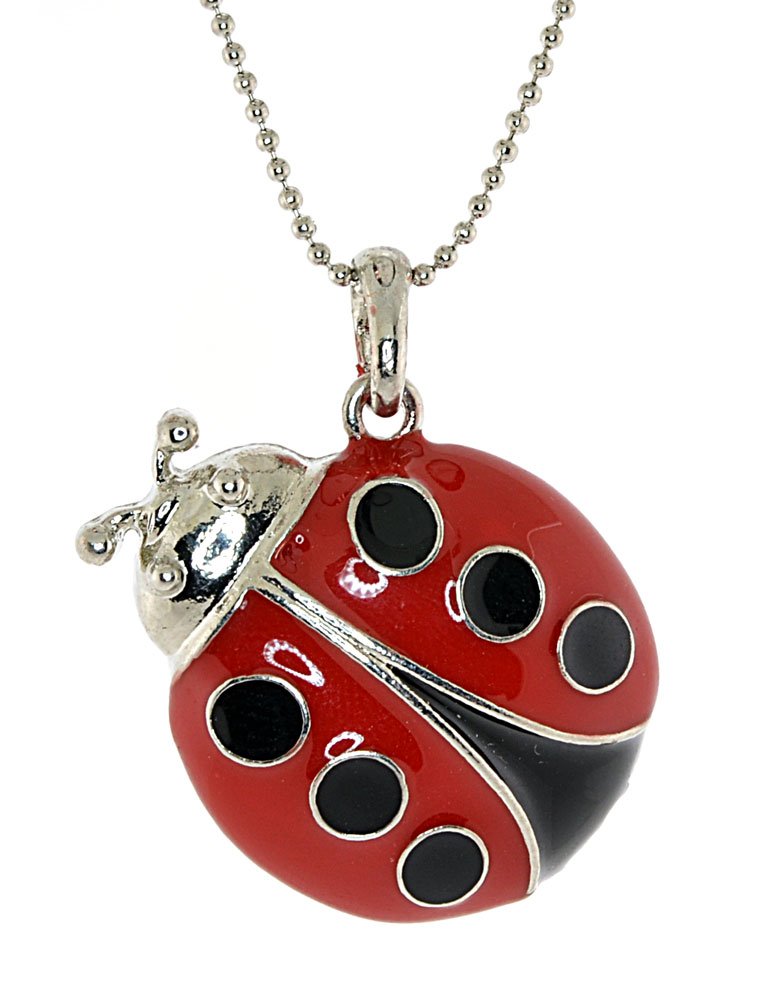 Mevoi Ladybug Inspired Bead Chain Necklace - Red & Black Pendant for Women, Fashion Jewelry Gift for Her, Perfect for Casual Wear, Parties & Special Occasions
