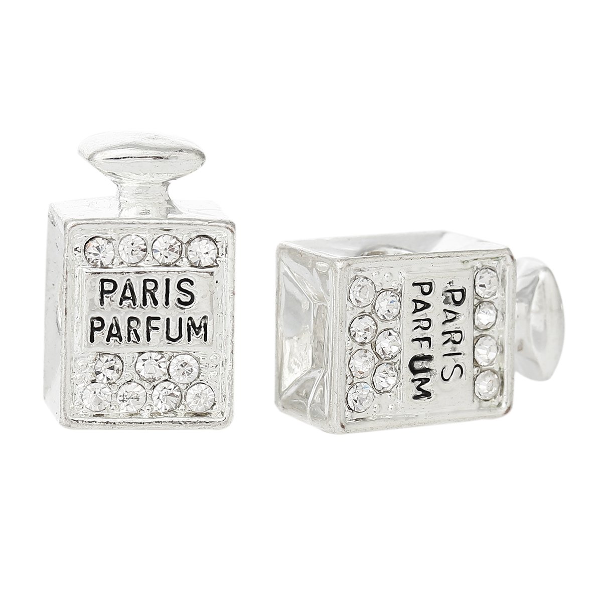 Parisian Elegance Perfume Charm Bead with Clear Rhinestone Spacer for Snake Chain Bracelet - Perfect for Women's Fashion Jewelry & Gift Giving