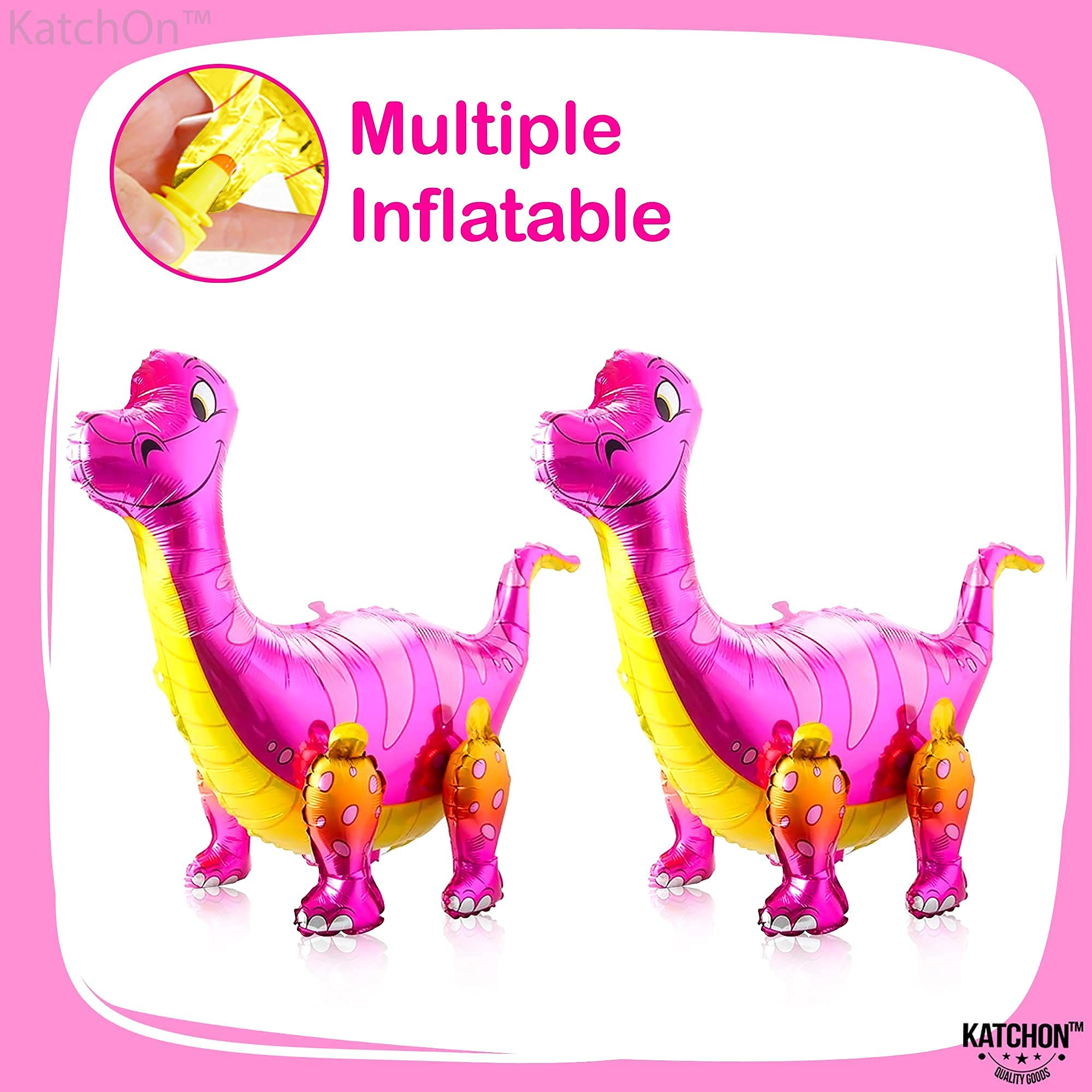 28 Inch Pink 3D Girl Dinosaur Balloons - Self Standing Dinosaur Party Decorations for Birthday, Baby Shower | Perfect for Dinosaur Themed Parties, Gender Reveals & Kids Room Decor