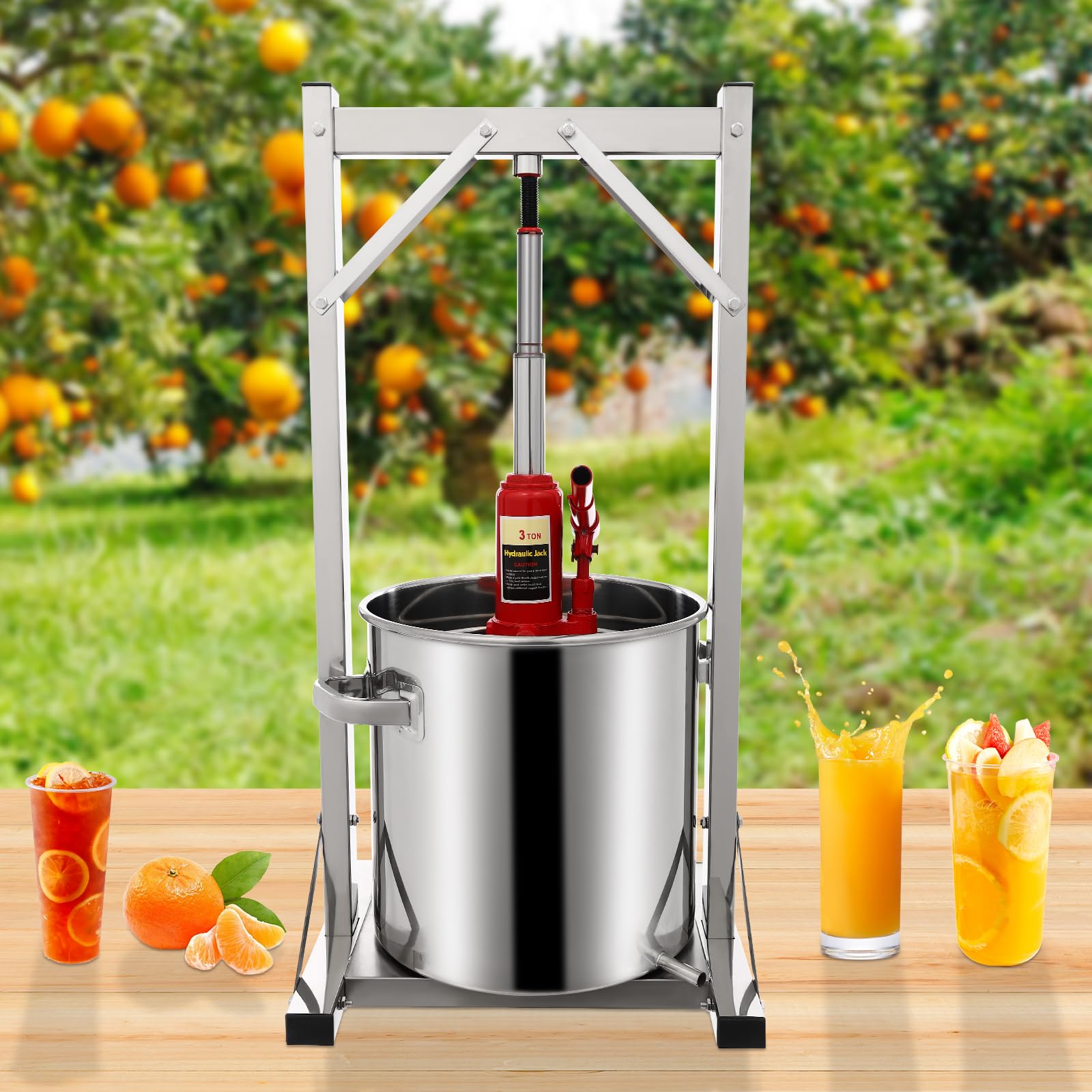 22L Stainless Steel Hydraulic Fruit Wine Press - Manual Cider Press for Grapes, Apples, Juice & Wine Making - Perfect for Home Brewing, Winemaking & DIY Juice Extraction (22L Capacity)