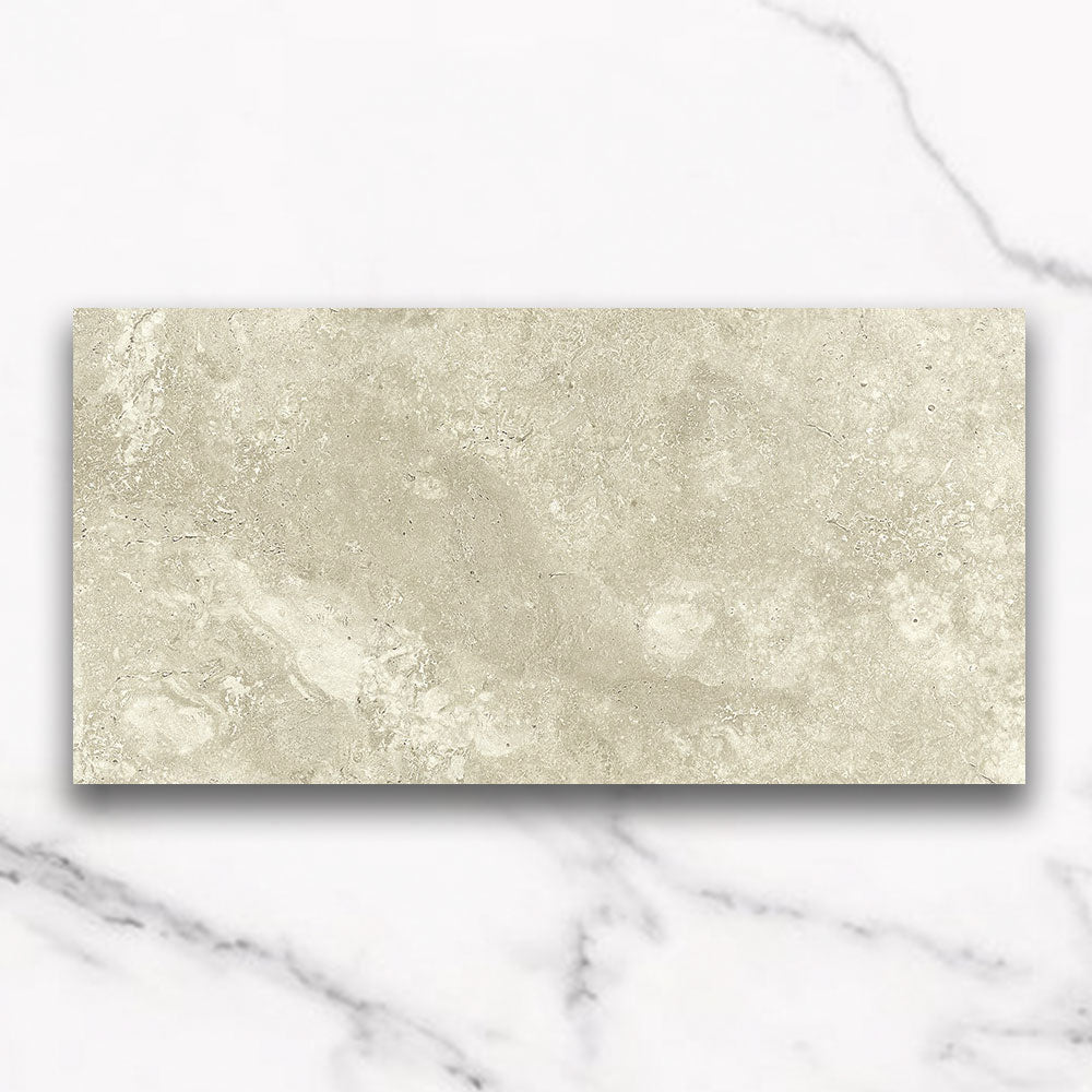 Kronos Beige 300x600mm Porcelain Tile - Matt Finish Travertine Look - Perfect for Bathroom, Kitchen & Flooring