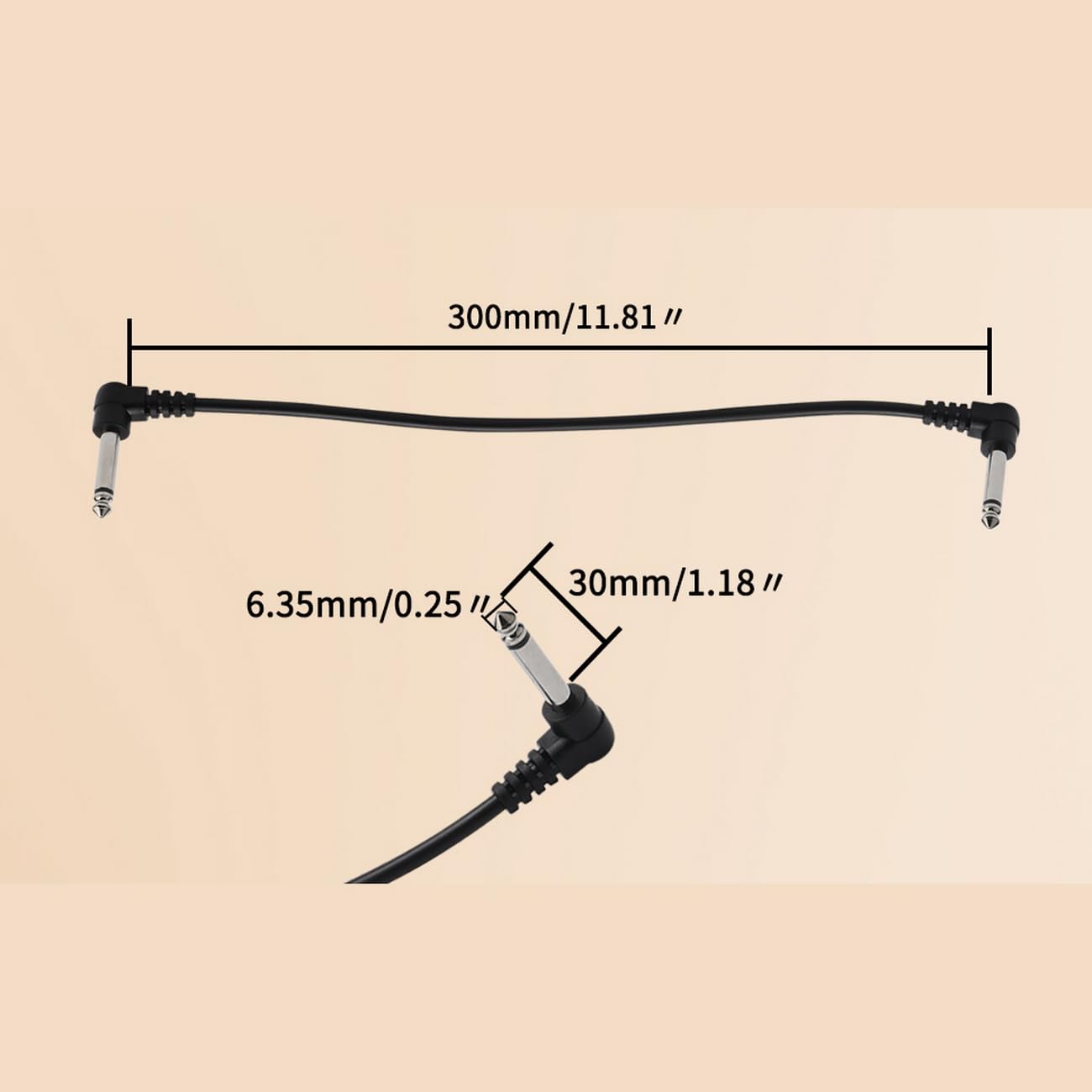 JIUWU 6.35mm Anti-Noise Guitar Patch Cables - 6 Pack Short Instrument Cables for Guitar Pedals, Effects, Amps & Audio Equipment - Perfect for Live Performances, Studio Recording & Home Practice