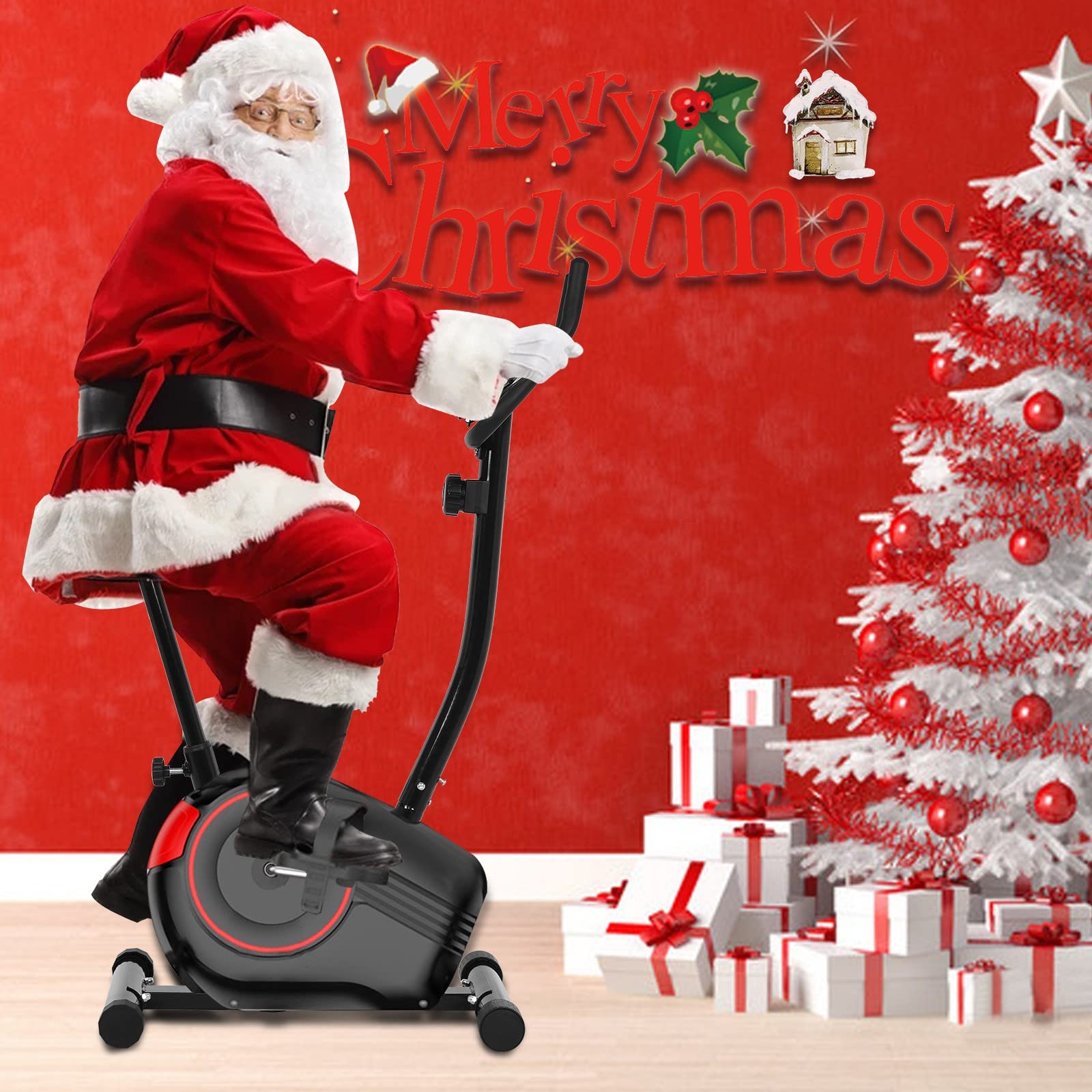 Adjustable Magnetic Elliptical Cross Trainer with Heart Rate Monitor & LCD Display - Home Gym Cardio Machine for Indoor Workouts, Portable Fitness Equipment for Small Spaces & Apartment Exercise