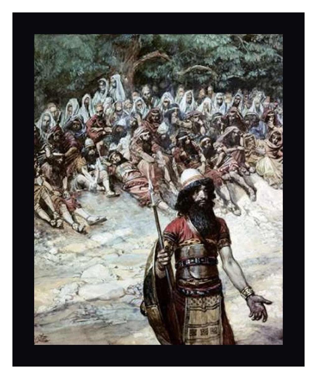 James Tissot Gideon Asks For Bread From The Men of Succoth - 16x20 Inch Framed Canvas Art Print with Black Frame - Ready to Hang Wall Decor for Living Room, Bedroom or Office