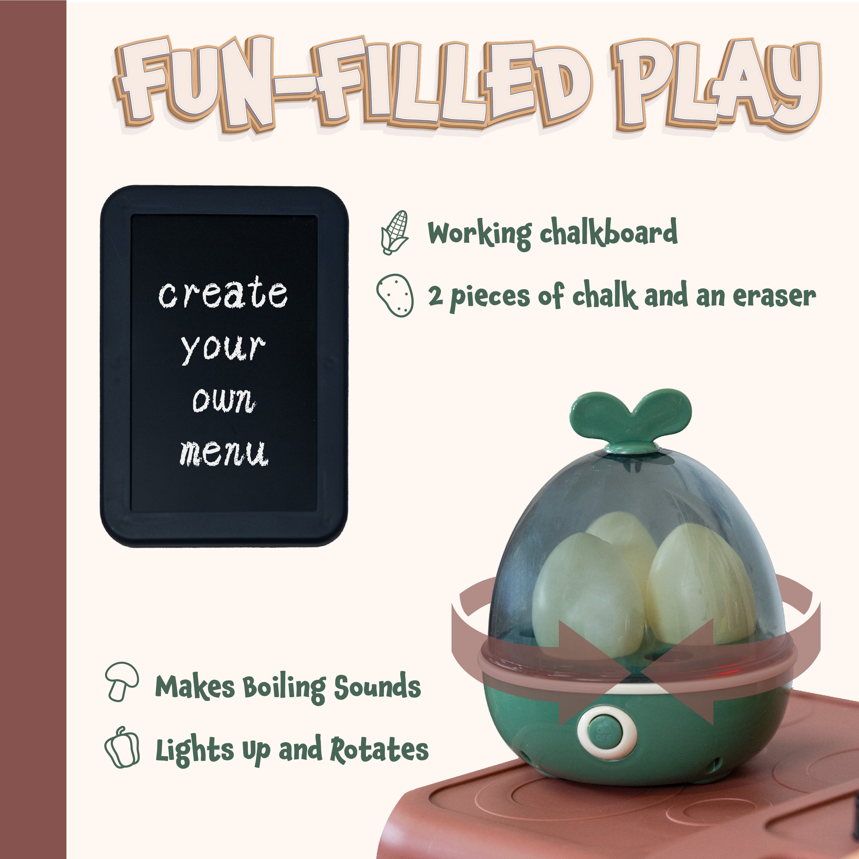 Sunnydaze Mini Meals Kitchen Playset with Sounds, Lights & Effects - Interactive Pretend Play Toy for Kids, Perfect for Role-Playing & Early Learning Activities