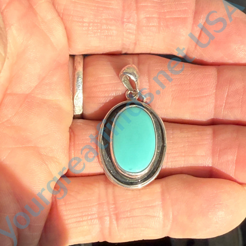Vintage Sterling Silver & Turquoise Pendant Necklace - Handcrafted Southwest Jewelry for Women - Perfect for Boho, Western & Native American Style Outfits