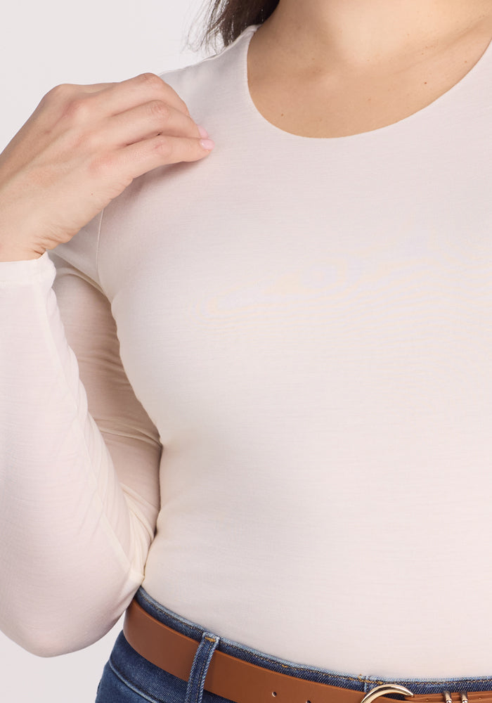 Sophia Women's Bodysuit - Soft Vanilla Color Seamless Stretch Fit for Yoga, Workout & Everyday Wear