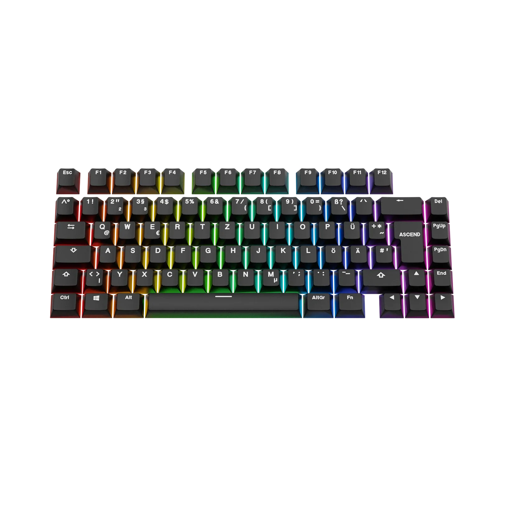 Keycaps Basics Classic Black DE - Mechanical Keyboard Keycaps for Typing & Gaming | Durable ABS Keycaps for PC, Mac, Laptop