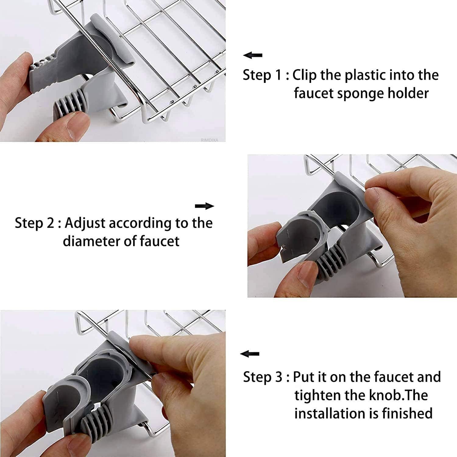 Adjustable Kitchen Sink Faucet Organizer Rack - Soap Holder & Sponge Caddy for Bathroom or Kitchen - Durable Stainless Steel (Silver, Pack of 1) - Perfect for Organizing Scrubbers, Sponges & Soap by Sink or Bathtub