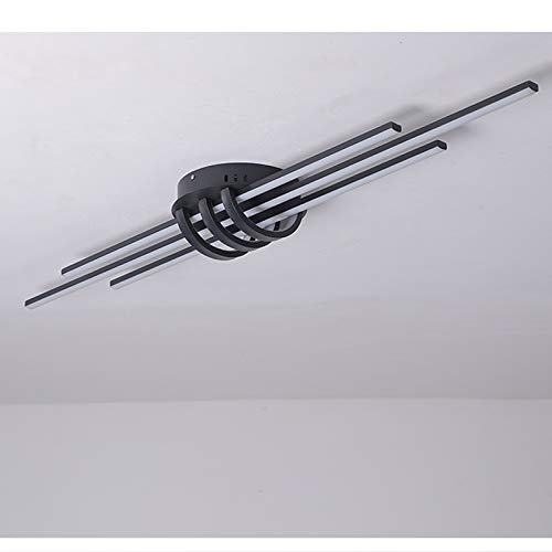 LITFAD Modern Slim Linear Flush Mount Ceiling Light - 3-Light LED Fixture with Acrylic Shade in Warm White (3000K) - Perfect for Dining Room, Bedroom, Restaurant & Hotel Lighting - Black Finish