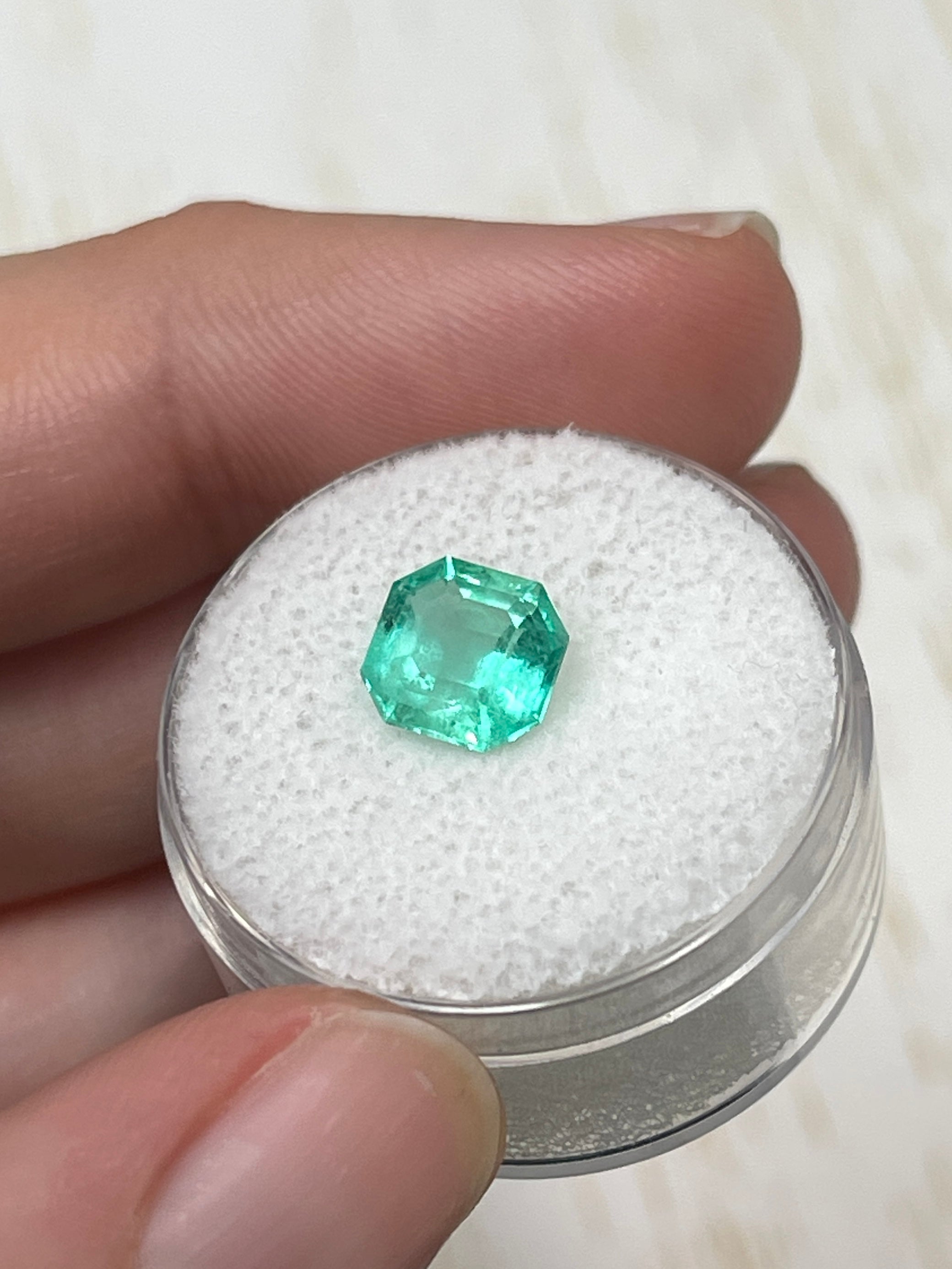 1.87 Carat 8x8mm Art Deco Style Medium Green Natural Loose Colombian Emerald Asscher Cut Gemstone for Jewelry Making, Engagement Rings & Luxury Gifts