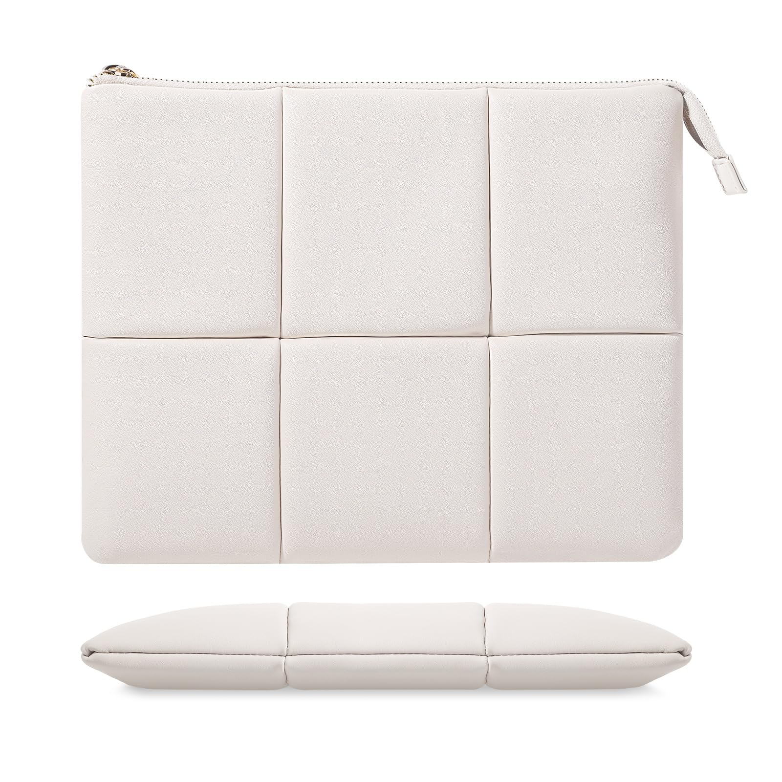 MoKo 11 Inch Tablet Sleeve Case - Premium PU Leather Puffy Protective Cover for iPad Pro 11 (M4/M2), iPad Air 10.9 (5th/4th Gen), iPad 10th Gen - Built-in Elastic Band, Lightweight & Durable - Perfect for Travel, Office & School Use (White)