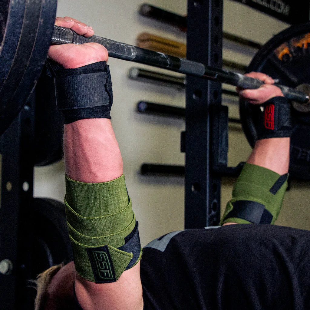 Serious Steel Fitness Stiff Elbow Wraps 47 (Pair) - Heavy Duty Support for Weightlifting, Powerlifting & CrossFit - Ideal for Gym Training & Strength Workouts