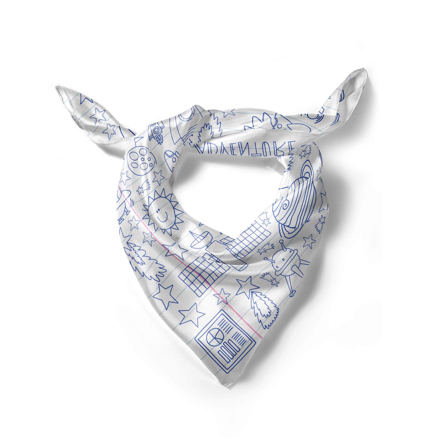 Ambesonne Doodle Head Scarf - Cosmic Space Adventure Hair Wrap for Women | Boho Chic Hair Accessory for Beach, Yoga & Everyday Style