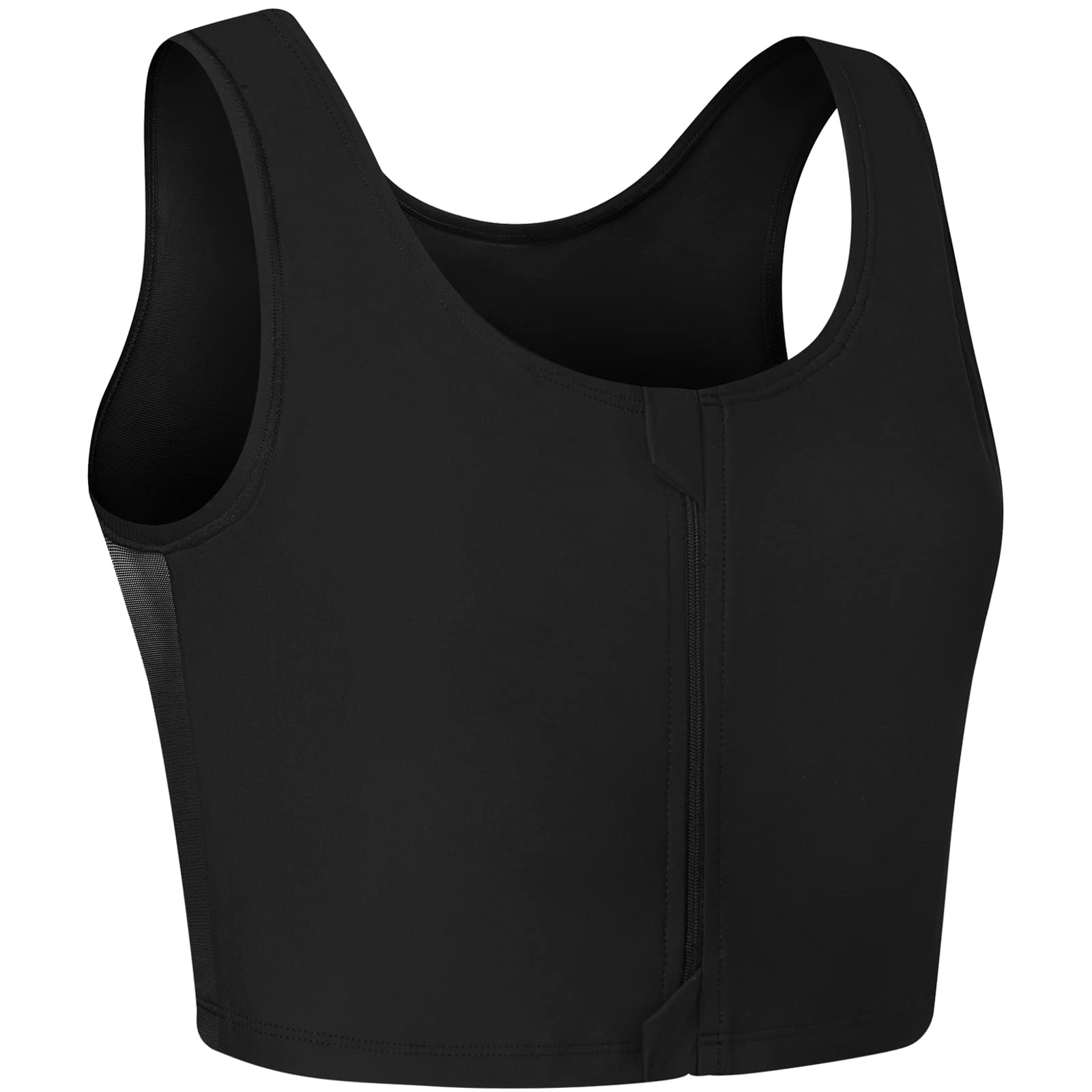 FTM Chest Binder Zip Up - Breathable Transgender Binder for Half Chest Compression - Perfect for Binding, Cosplay, and Everyday Comfort