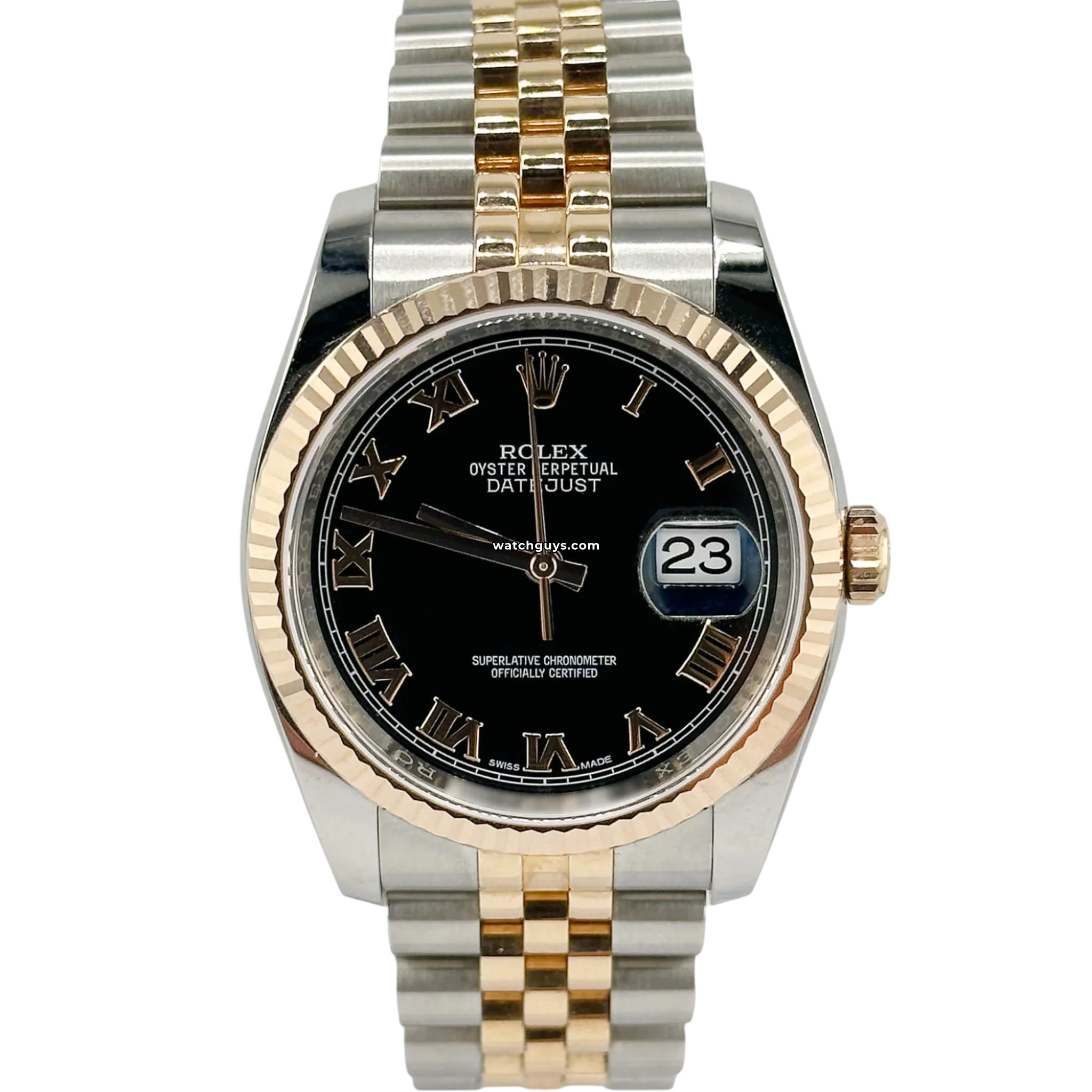 Rolex Datejust 116231 Men's Watch - Black Dial with Roman Numerals - Luxury Stainless Steel & 18K Gold Watch for Business, Formal & Special Occasions