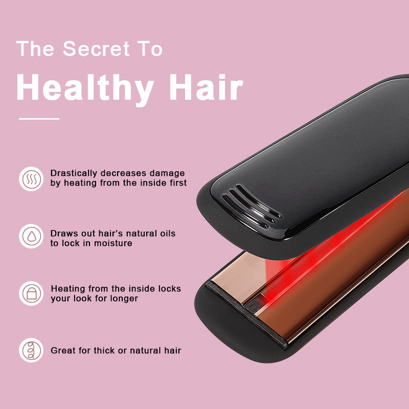 Infrared Hair Straightener with LCD Display - Black Wide Plate Flat Iron for Smooth & Shiny Hair - Perfect for Home Use & Salon Styling
