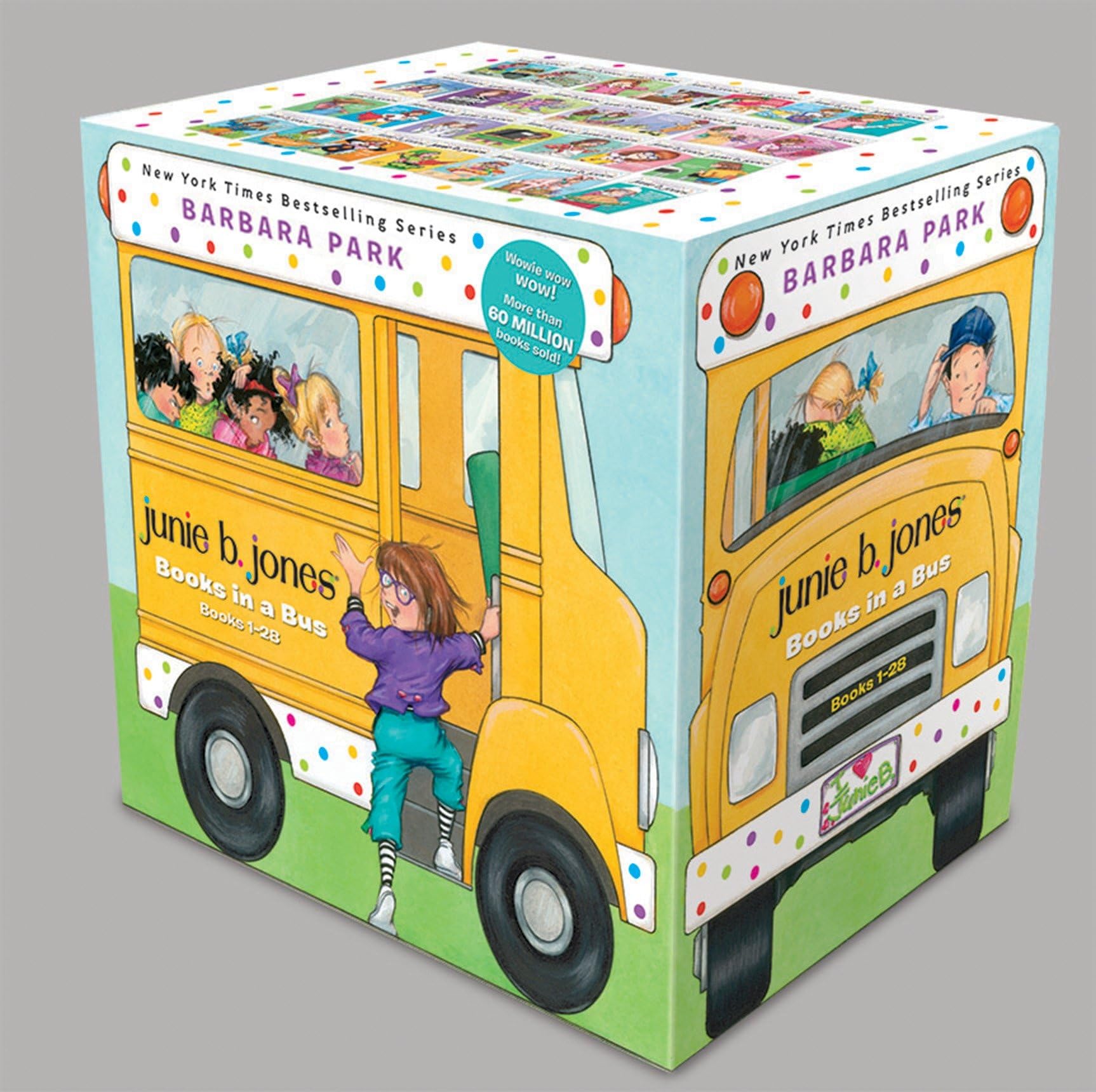 Junie B. Jones Complete 28-Book Box Set Collection (Books 1-28) in a Bus-Shaped Case - Perfect for Kids' Reading, Classroom Libraries & Gift Giving