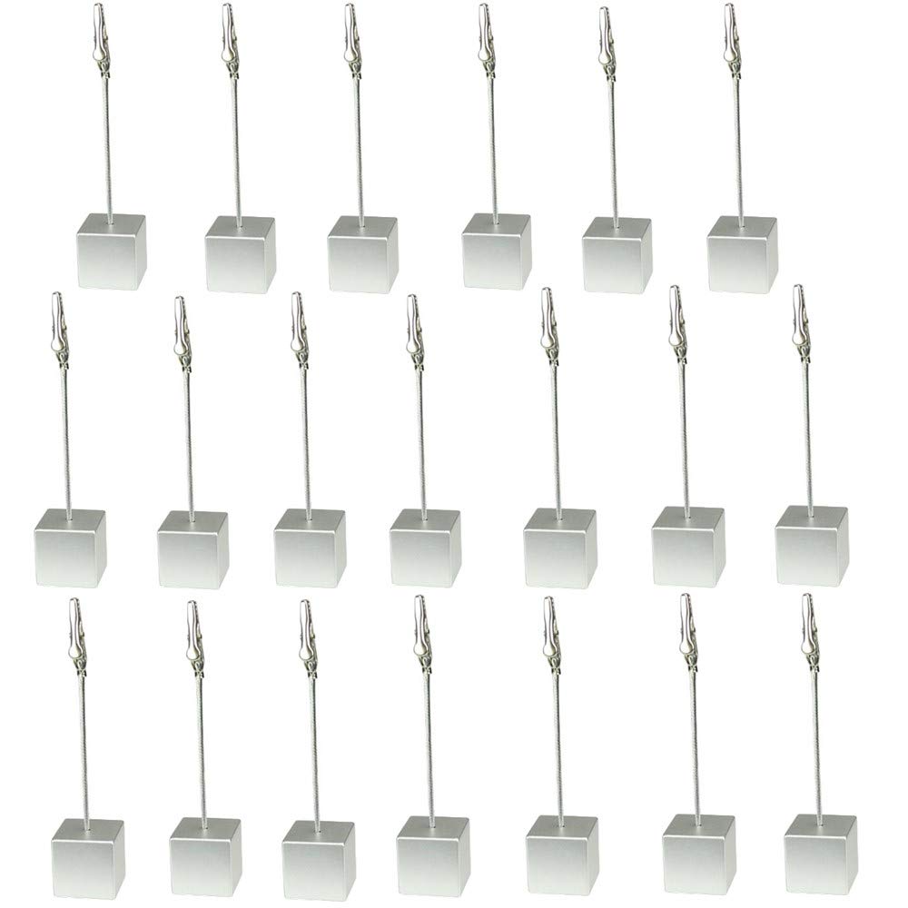 20PCS Silver Table Number Holders - Elegant Name Card Stands for Weddings, Events & Restaurants | Memo Clip, Note & Menu Holder for Pictures & Paper Cards