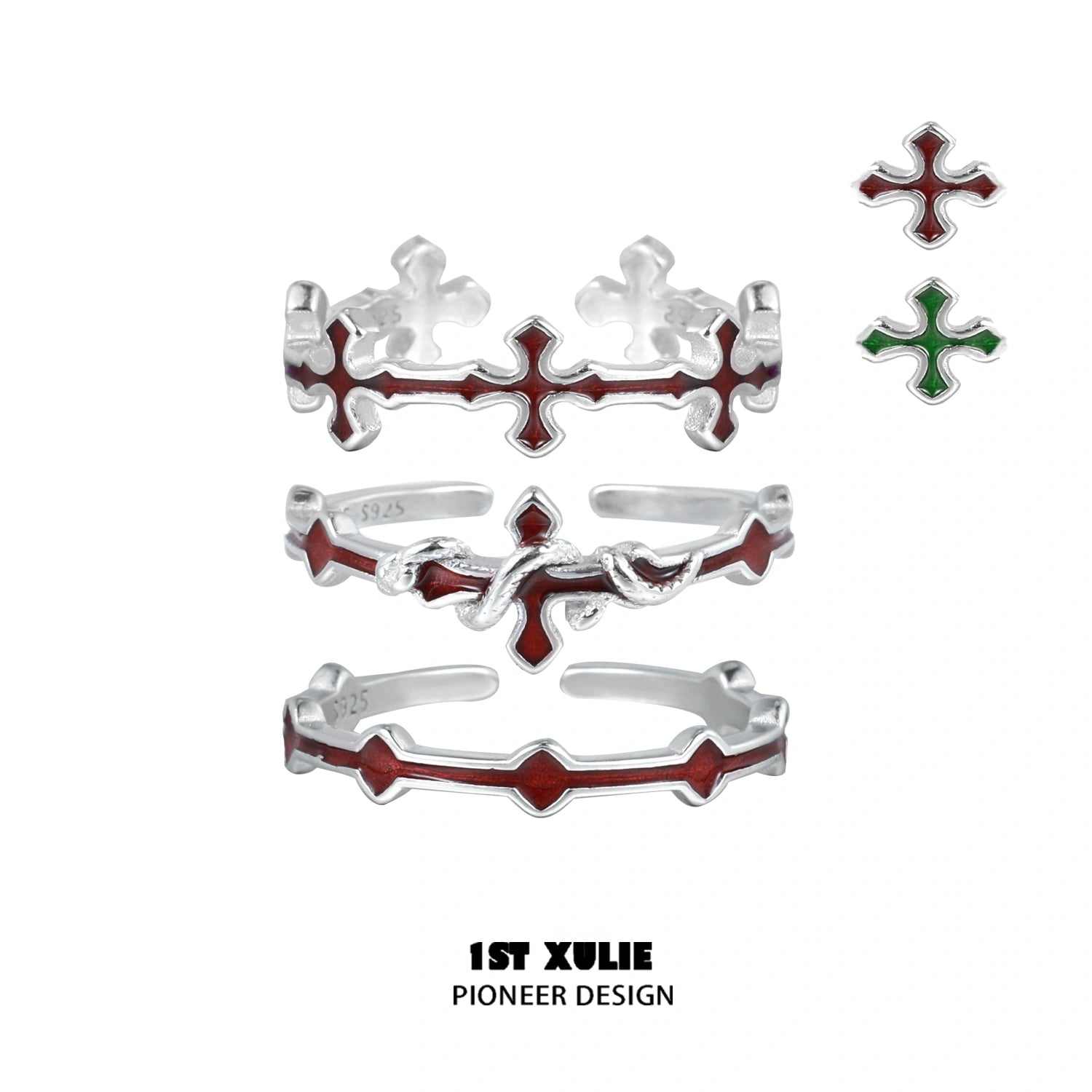 Sterling Silver Snake & Cross Adjustable Ring for Men & Women - S925 Hypoallergenic Jewelry - Perfect for Gothic, Punk, and Boho Fashion Styles