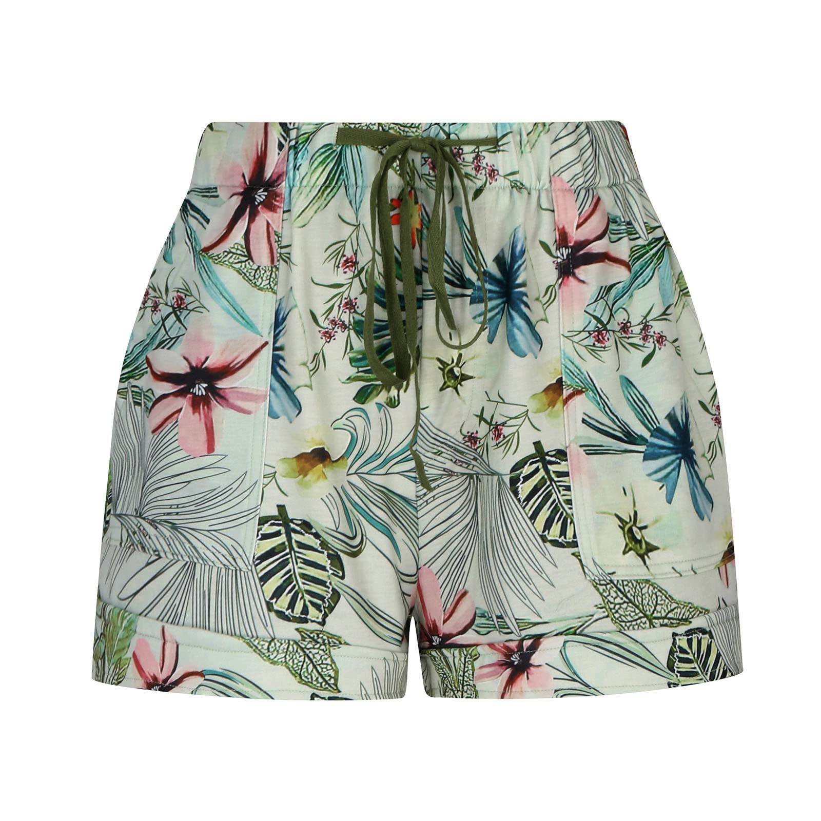 Women's Floral Beach Shorts with Pockets - Summer Vacation & Casual Wear