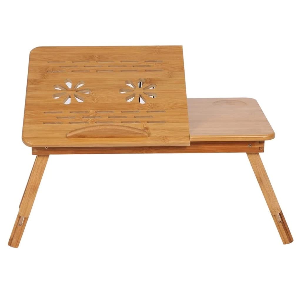 Adjustable Bamboo Bed Tray Stand - Portable Laptop Desk for Dorm, Reading & Work - Lightweight Monitor Riser with Storage Shelf - Perfect for Studying, Breakfast in Bed & Home Office (Color: A, Size: One Size)