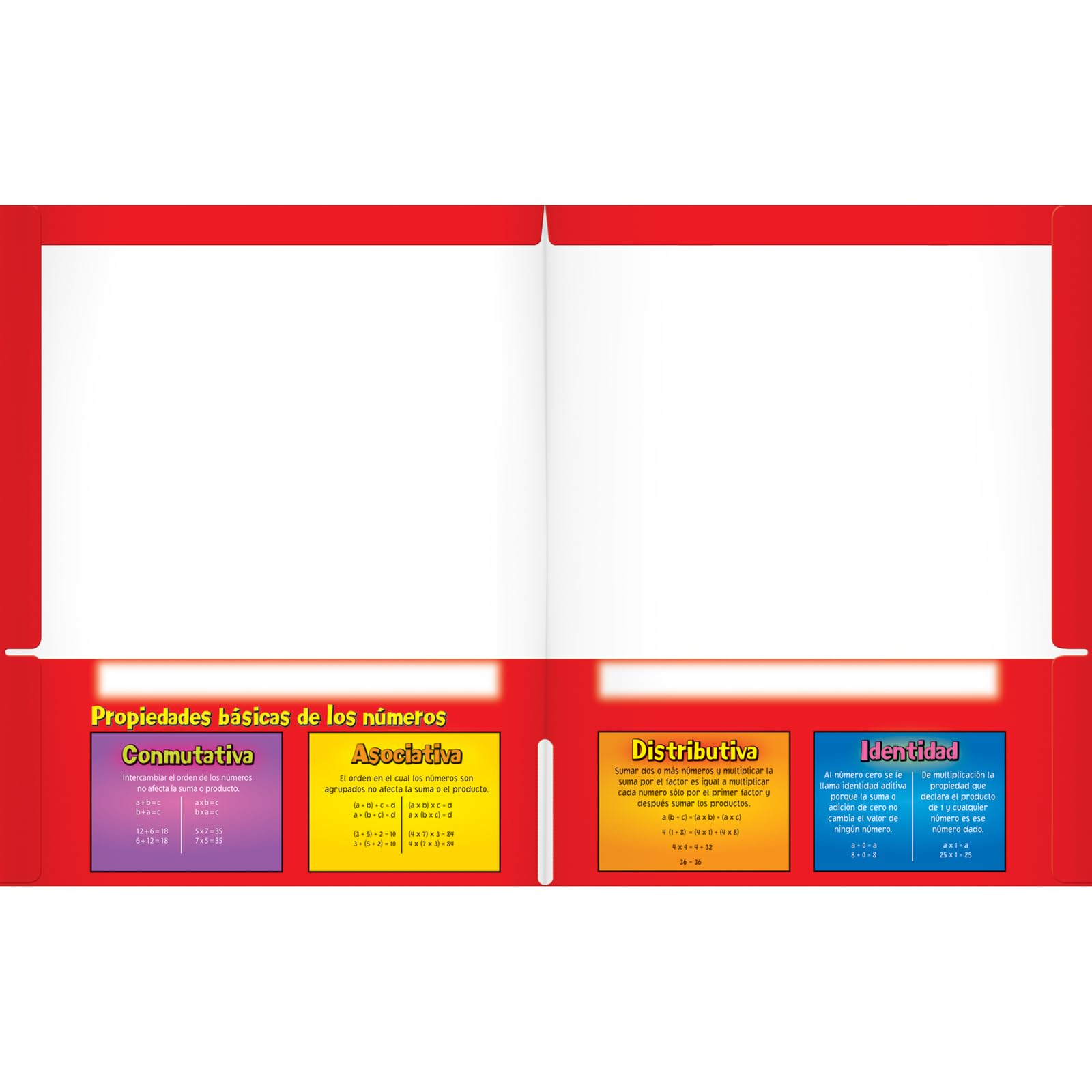Really Good Stuff Spanish Math 4-Pocket Folders - Intermediate (Mathematical Tools Folder) - Set of 12 for Classroom Organization, Homework & Bilingual Learning