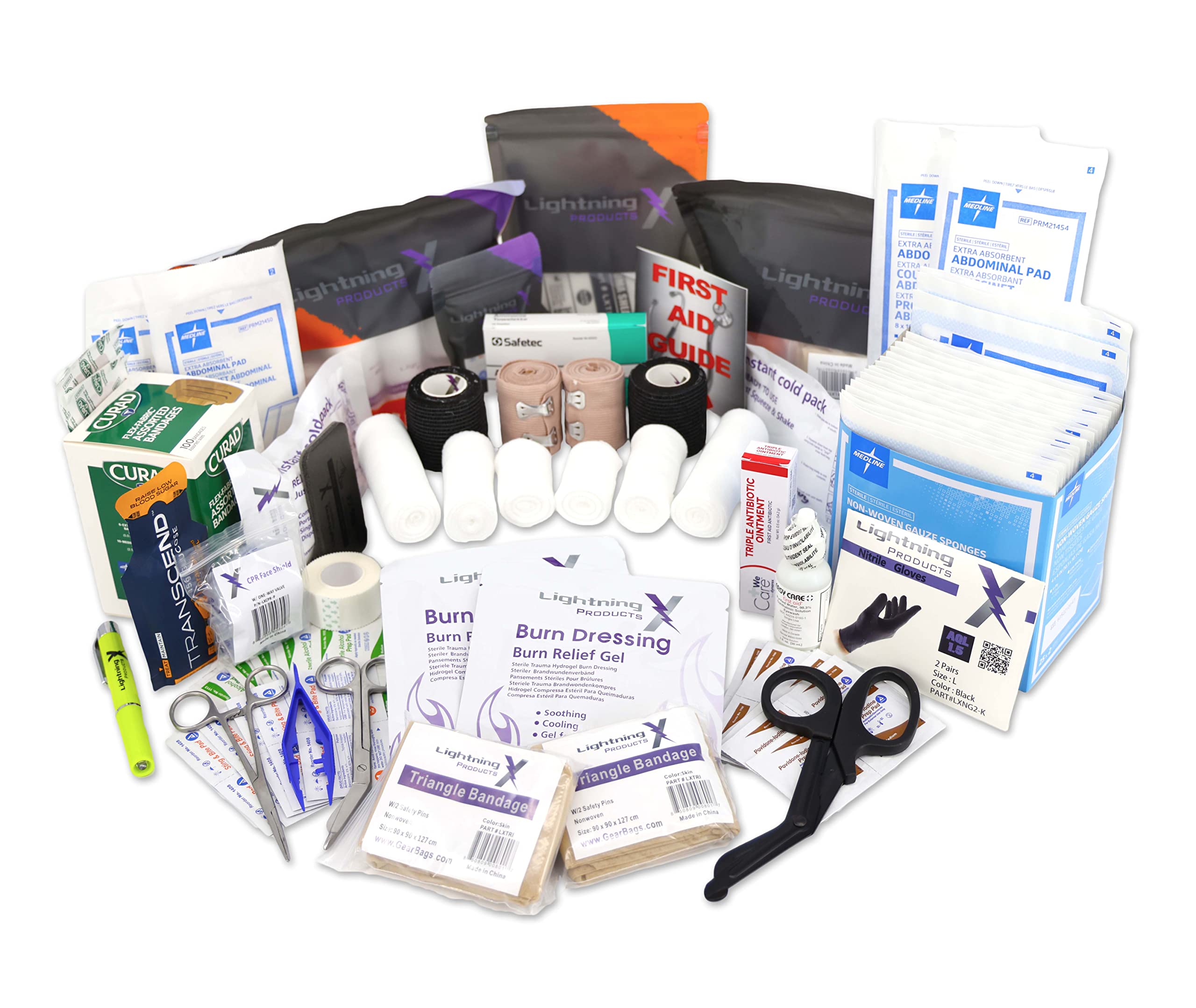 Lightning X Basic First Aid Responder EMT Medical Trauma Kit - Fully Stocked Emergency Medical Supplies for EMTs, First Responders & Home Safety (LXSMK-A) | Perfect for Emergency Preparedness, Workplace Safety & Outdoor Adventures