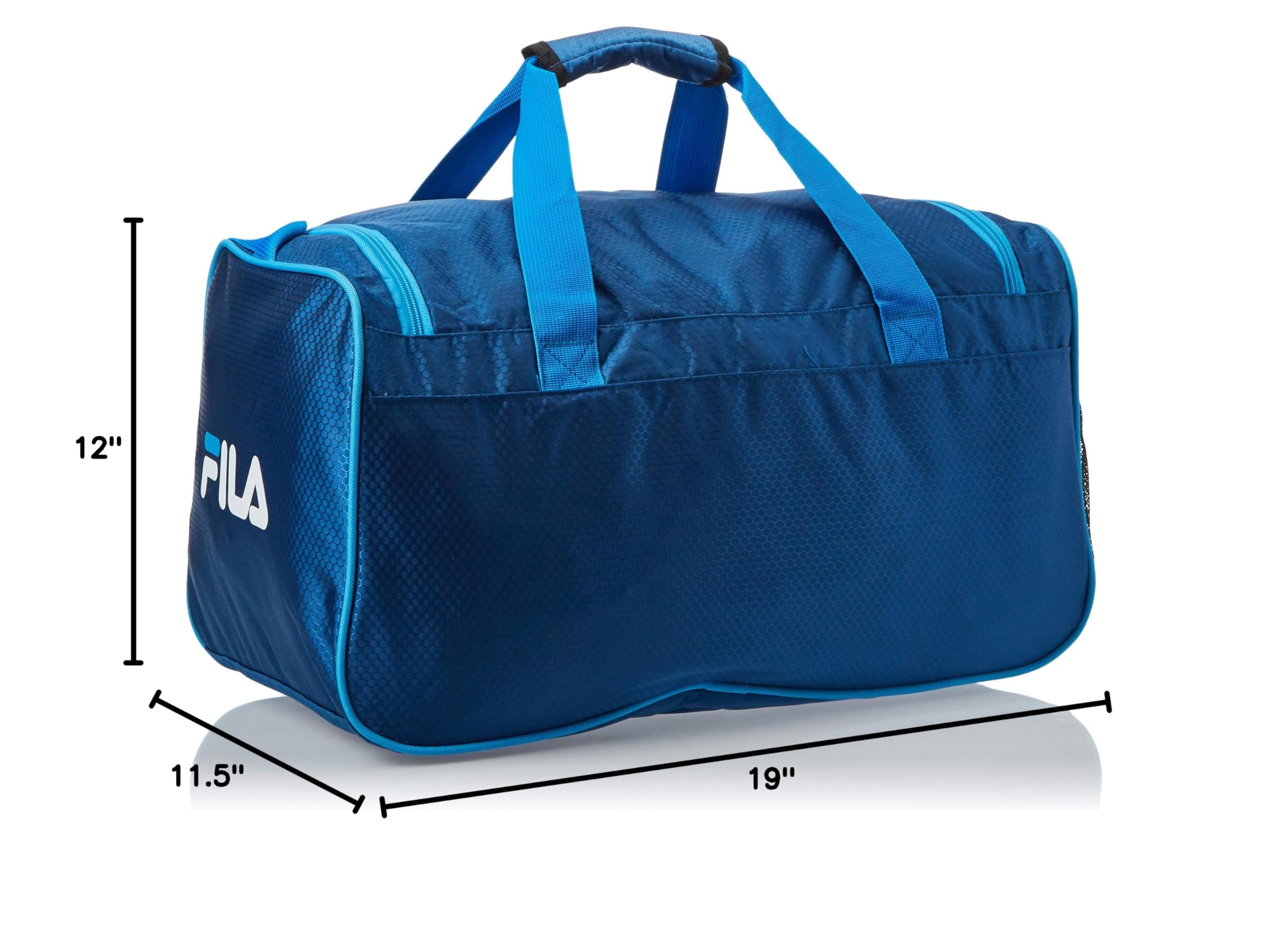 Fila Drone SM Travel Gym Sport Duffel Bag - Water-Resistant Nylon Carryall for Men & Women - Perfect for Gym, Workout, Travel & Sports - Navy/Blue, One Size
