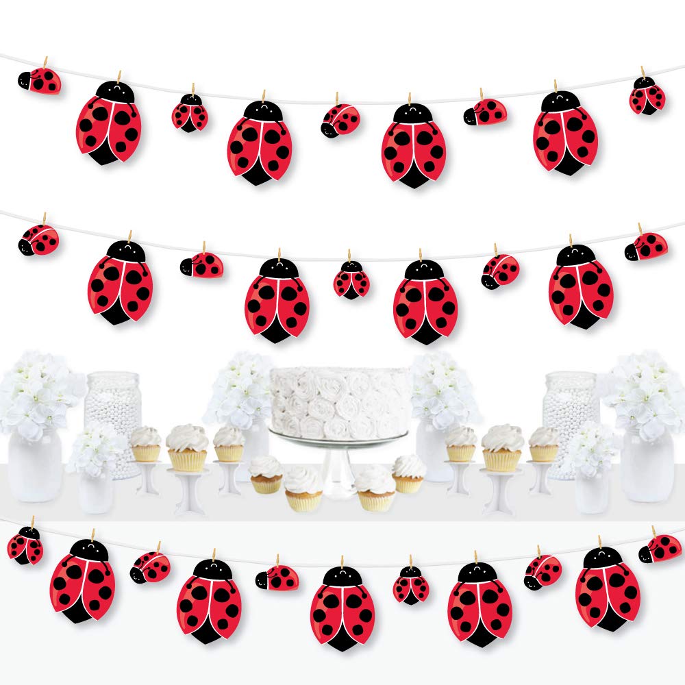 Happy Little Ladybug DIY Decorations - 44-Piece Clothespin Garland Banner for Baby Showers & Birthday Parties | Perfect for Nursery, Kids Room & Party Backdrop Decor