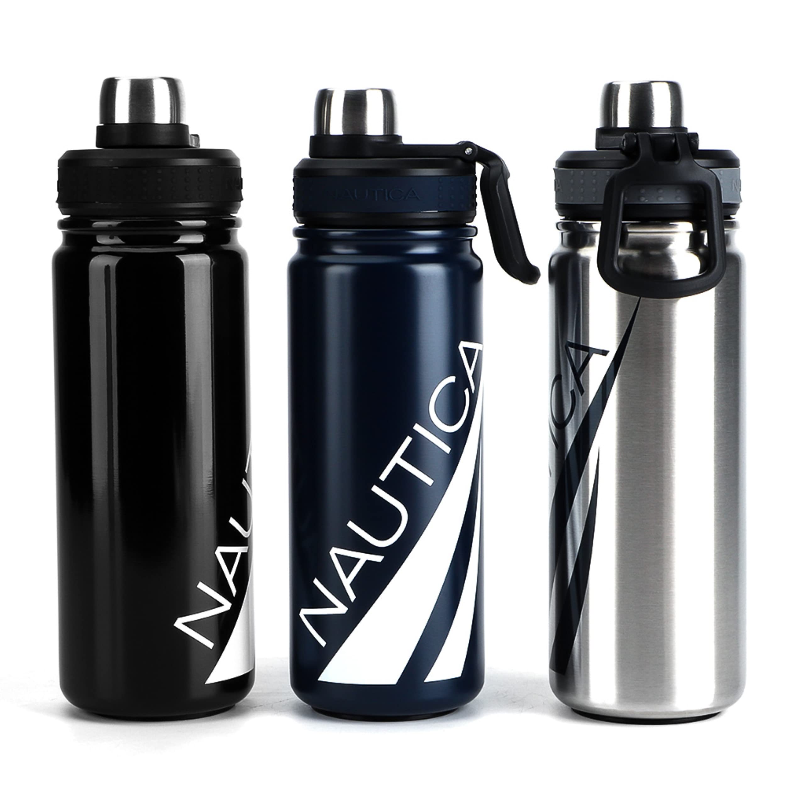 Nautica Insulated Stainless Steel Water Bottle - 32oz Double Wall Vacuum Flask with Dual Mouth Chug Cap & Wide Opening - BPA Free Reusable Metal Bottle for Gym, Hiking, Camping & Outdoor Activities