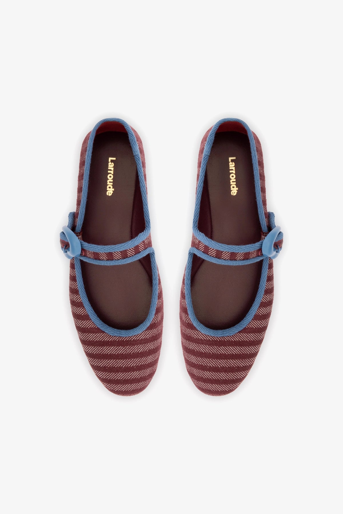 Verona Ballet Flat Shoes for Women - Wine Striped Fabric with Blue Stone Embellishments | Comfortable & Stylish for Casual Wear, Office, and Special Occasions