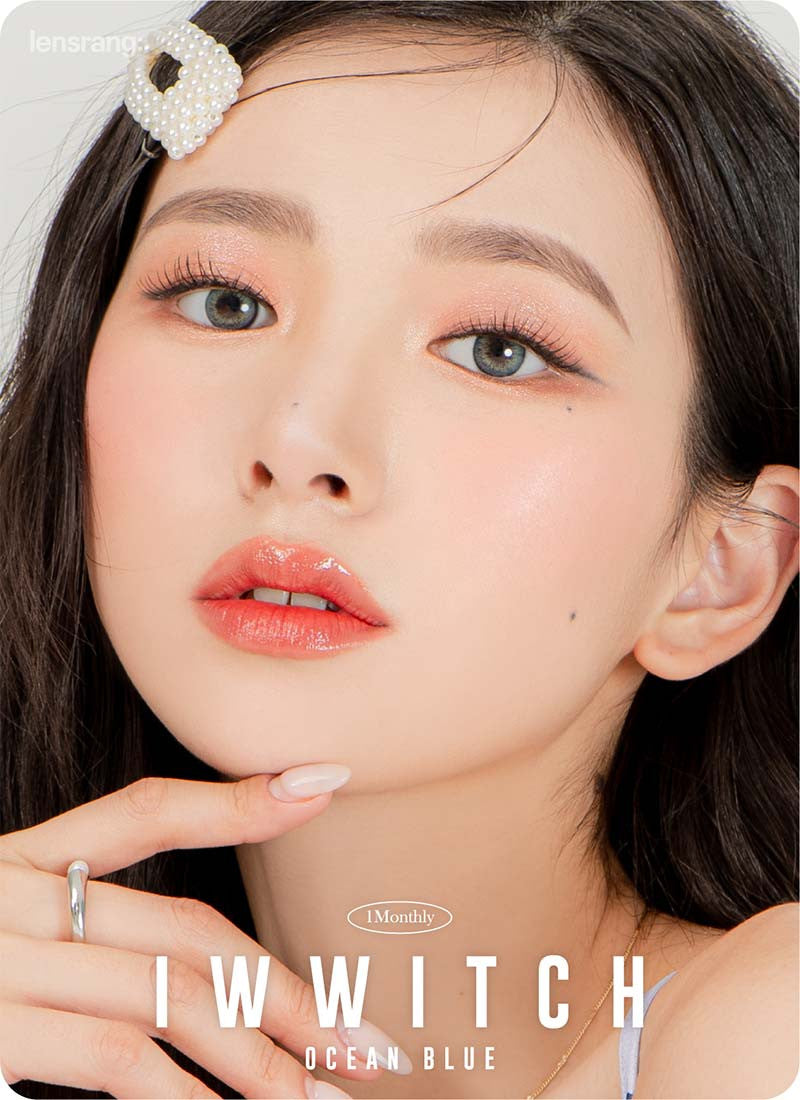 Iwwitch Ocean Blue Monthly Contact Lenses (2pcs) - Silicone Hydrogel, Buy 1 Get 1 Free - Perfect for Daily Wear, Cosplay & Special Occasions