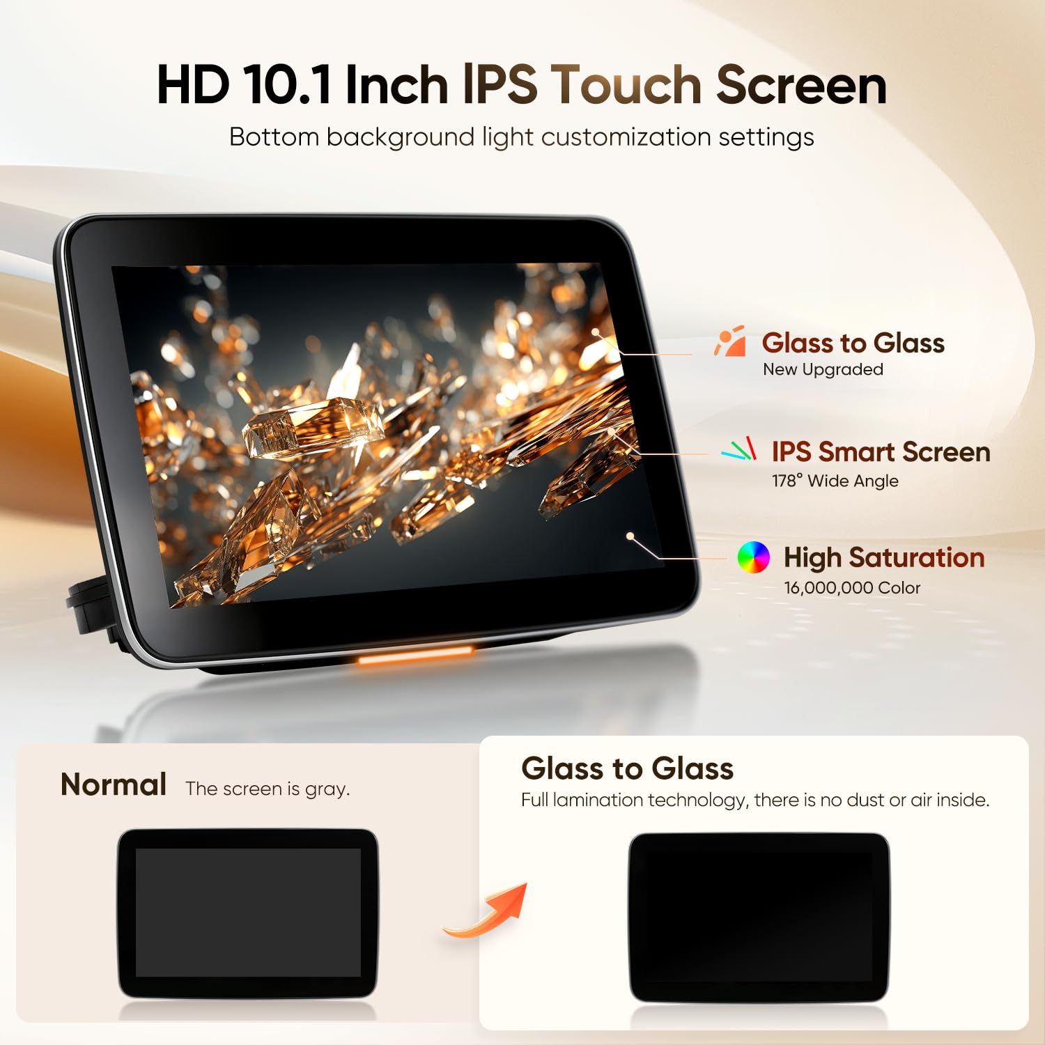 10.1 Inch Android Portable Car Headrest Monitor - Touchscreen Tablet with WiFi, Bluetooth, HDMI & USB | Wireless Mirroring, Video Player | Perfect for Backseat Entertainment on Road Trips & Family Travel